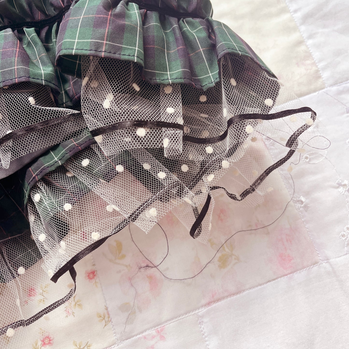 milk green tartan jsk