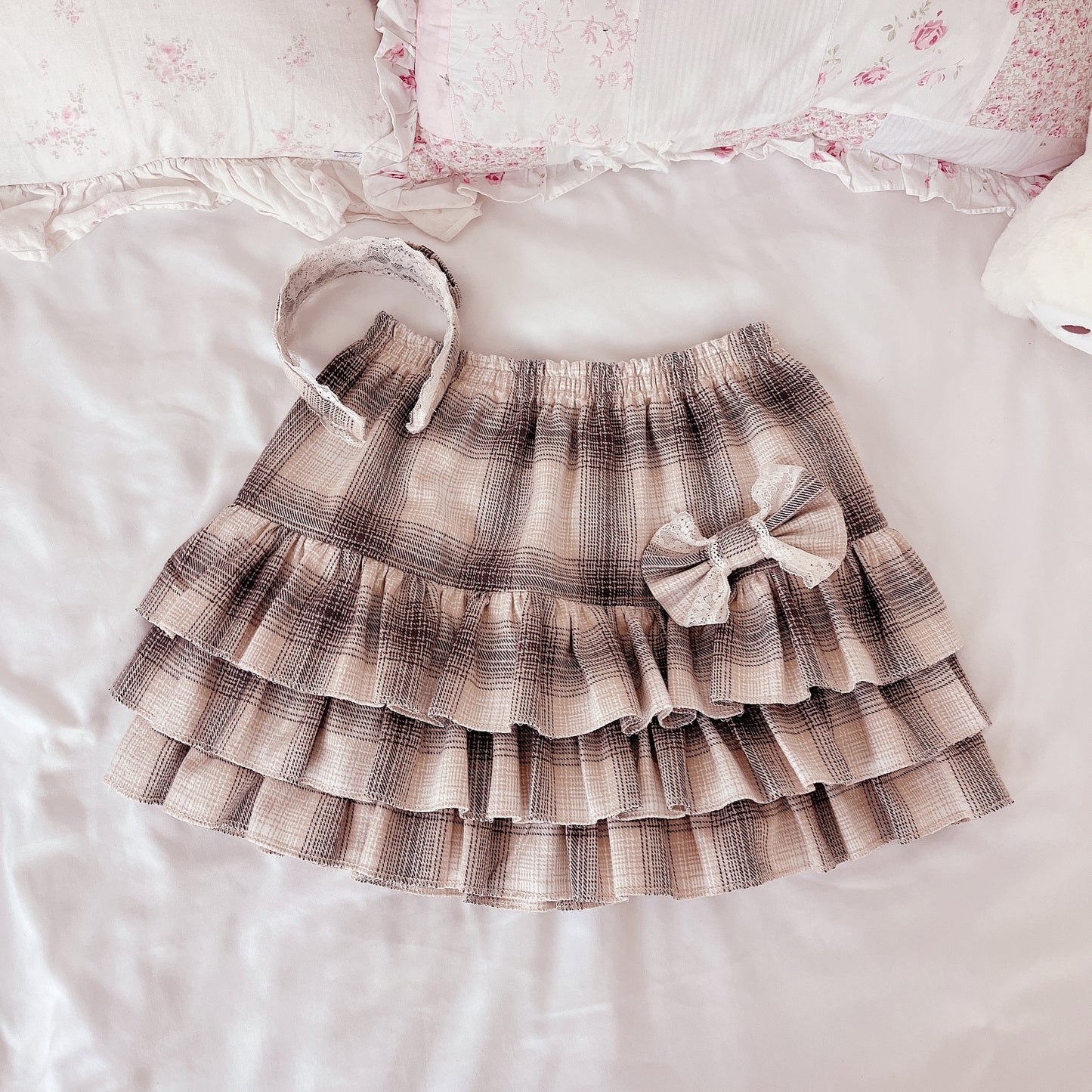 yamii sweet plaid skirt set