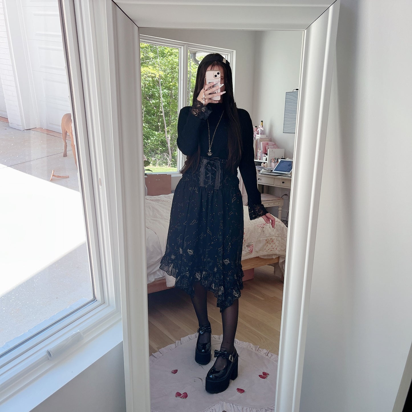 black constellation two-way skirt