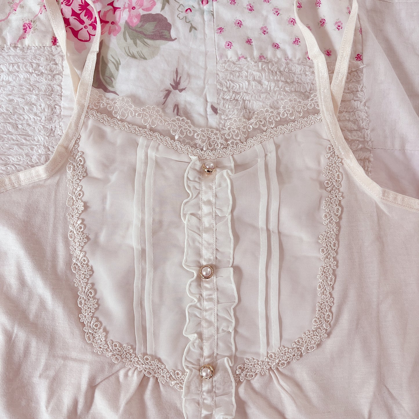 cream bib accent camisole