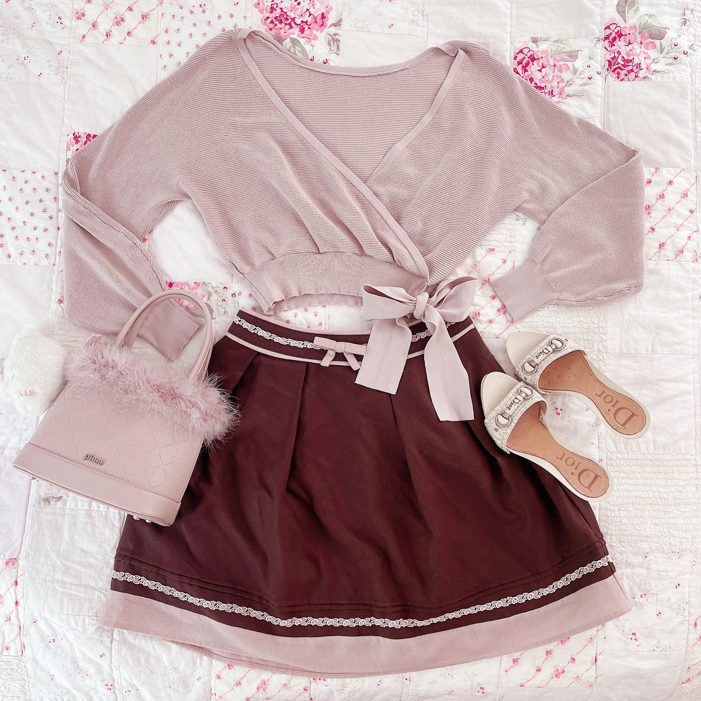 dusty pink wrap style cardigan