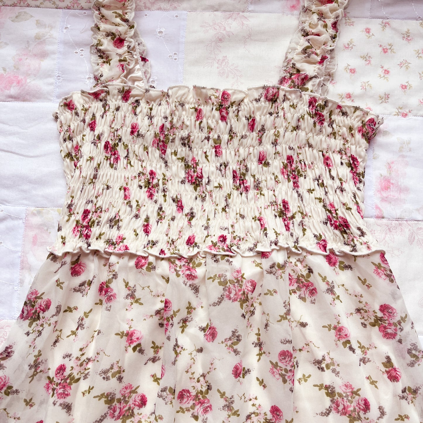 l'est rose floral hi-low dress