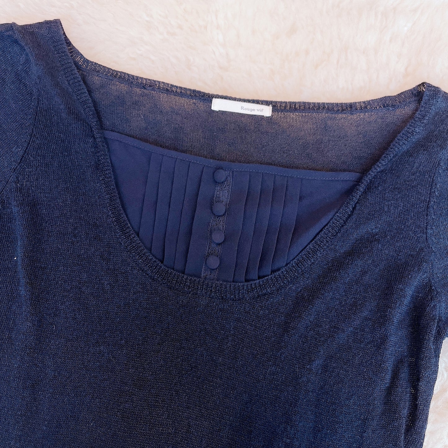 navy layered style milkmaid top