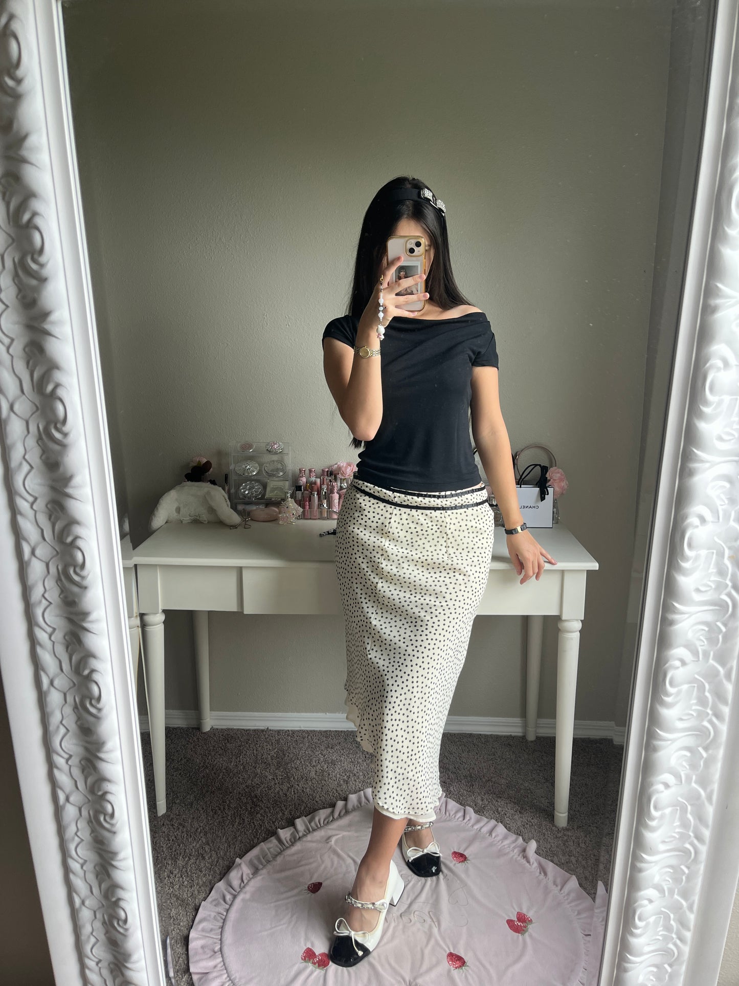 black draped neck top