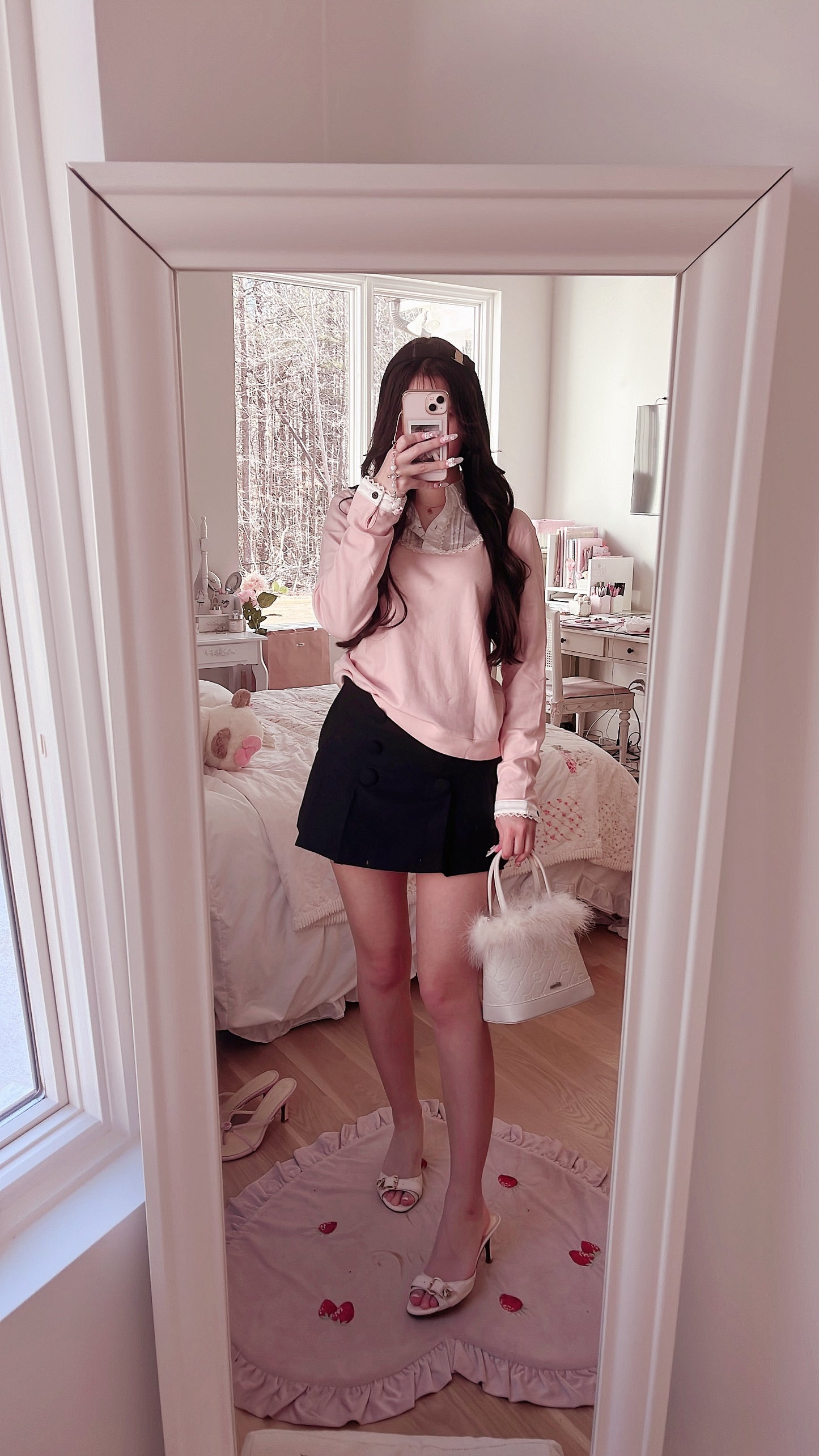 pink layered accent shoujo top