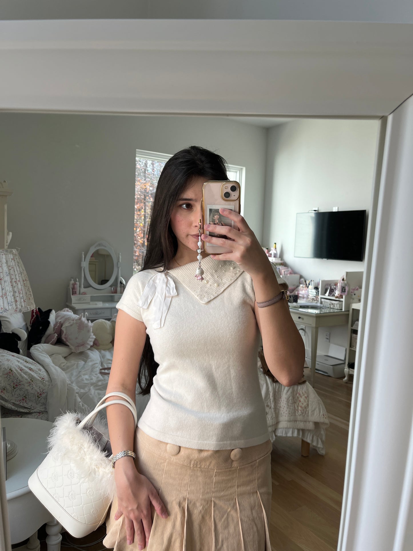 pearl angora knit top