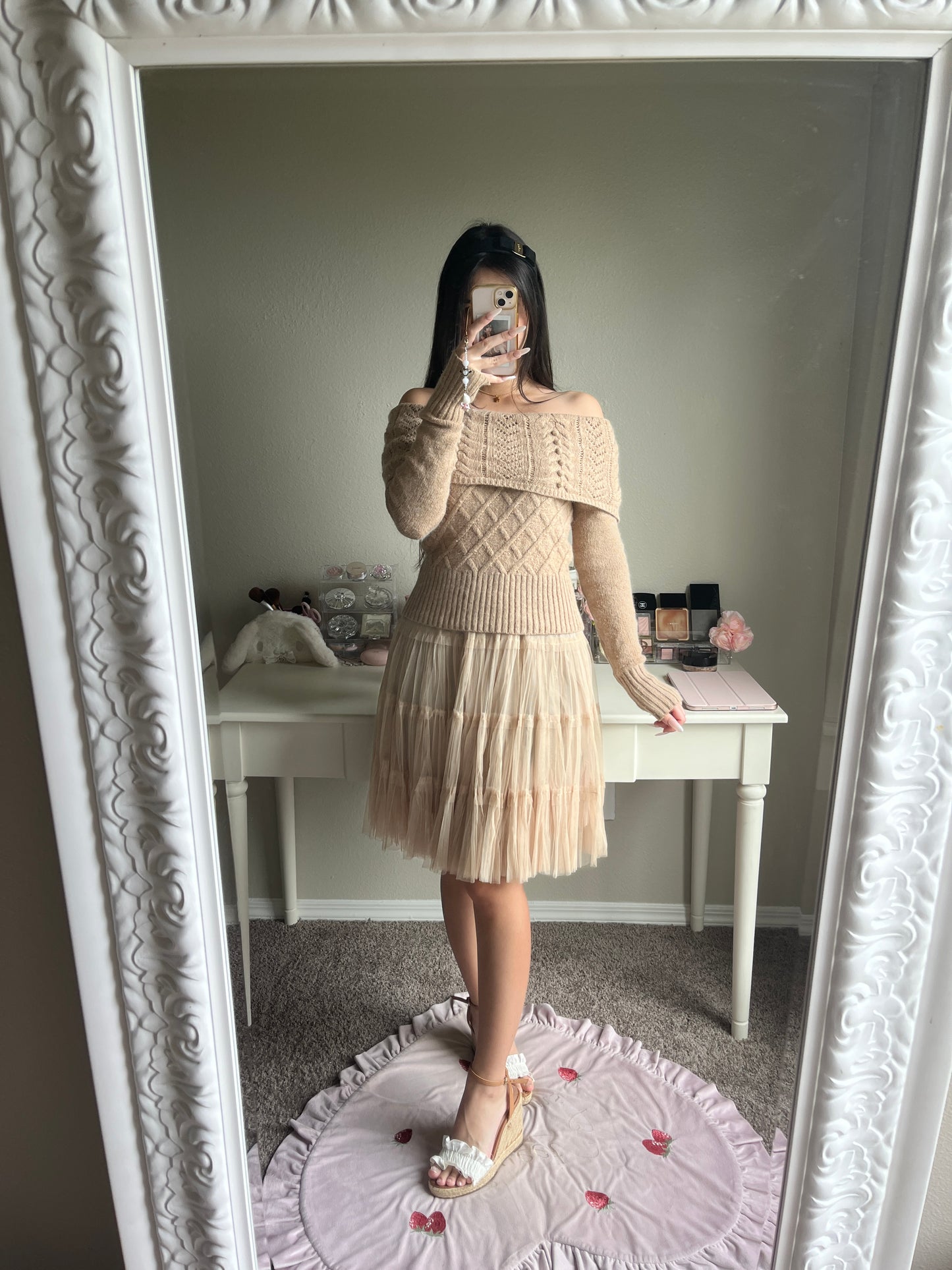 caramel tulle tier skirt