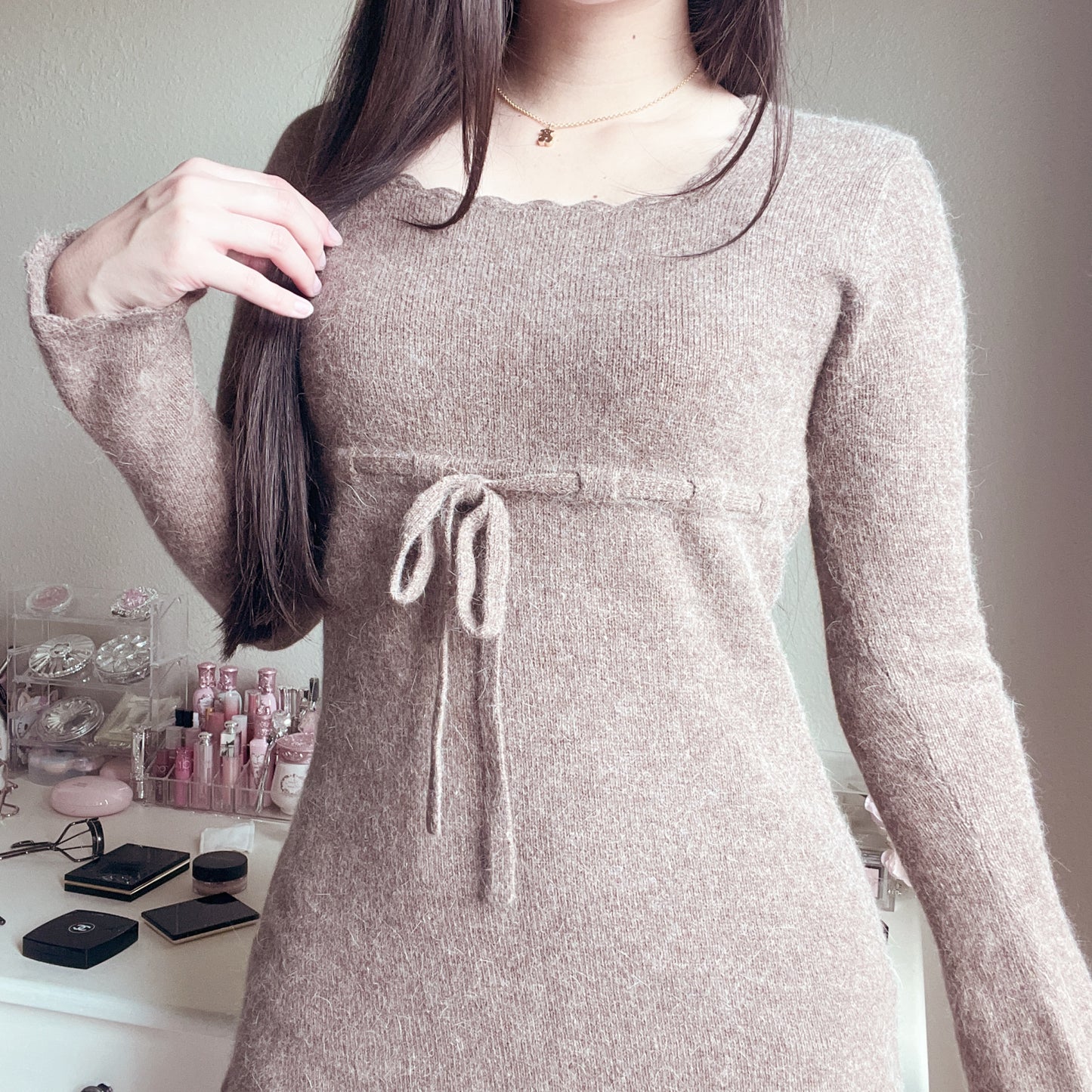 brown wool mini dress