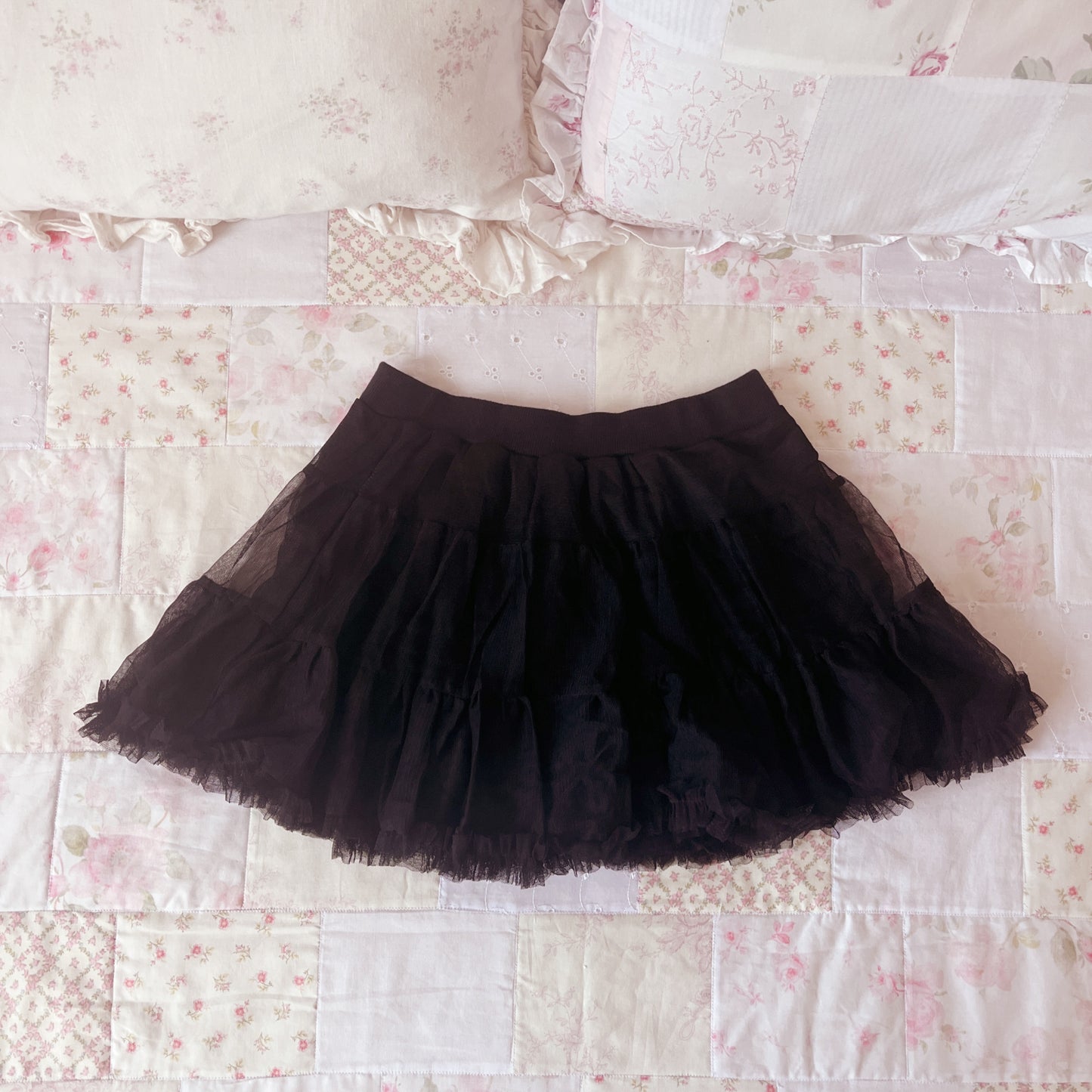 black tulle miniskirt
