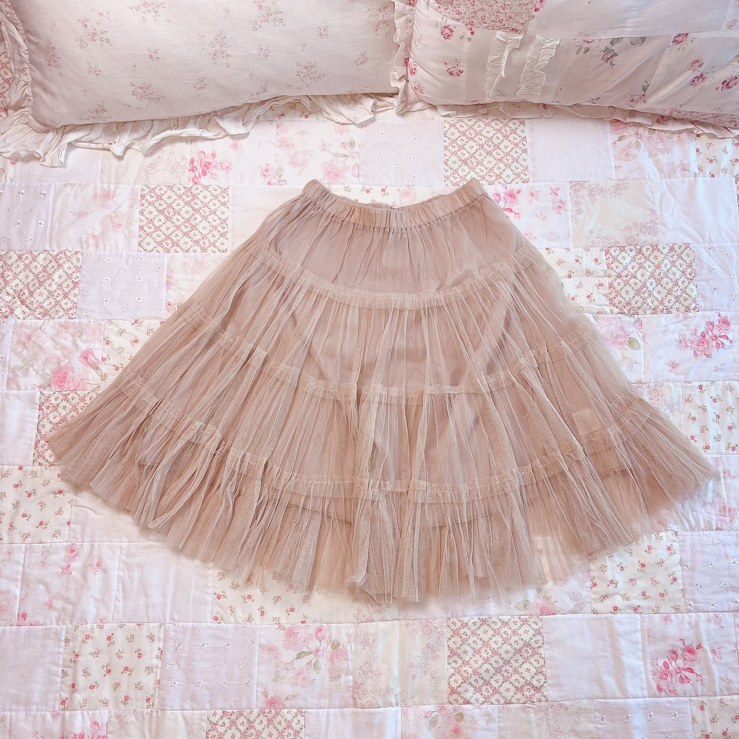 caramel tulle tier skirt