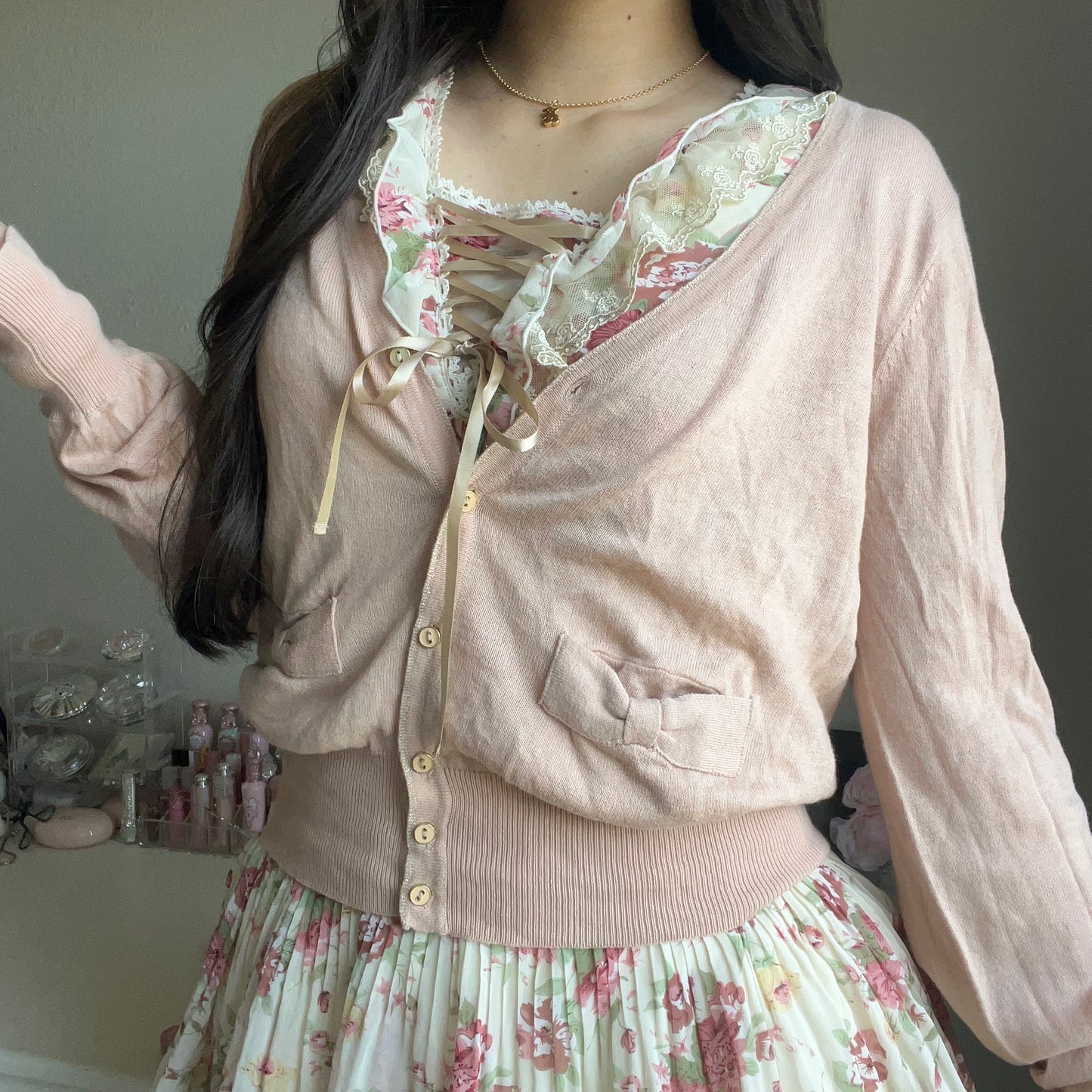 sienna mauve ribbon cardigan