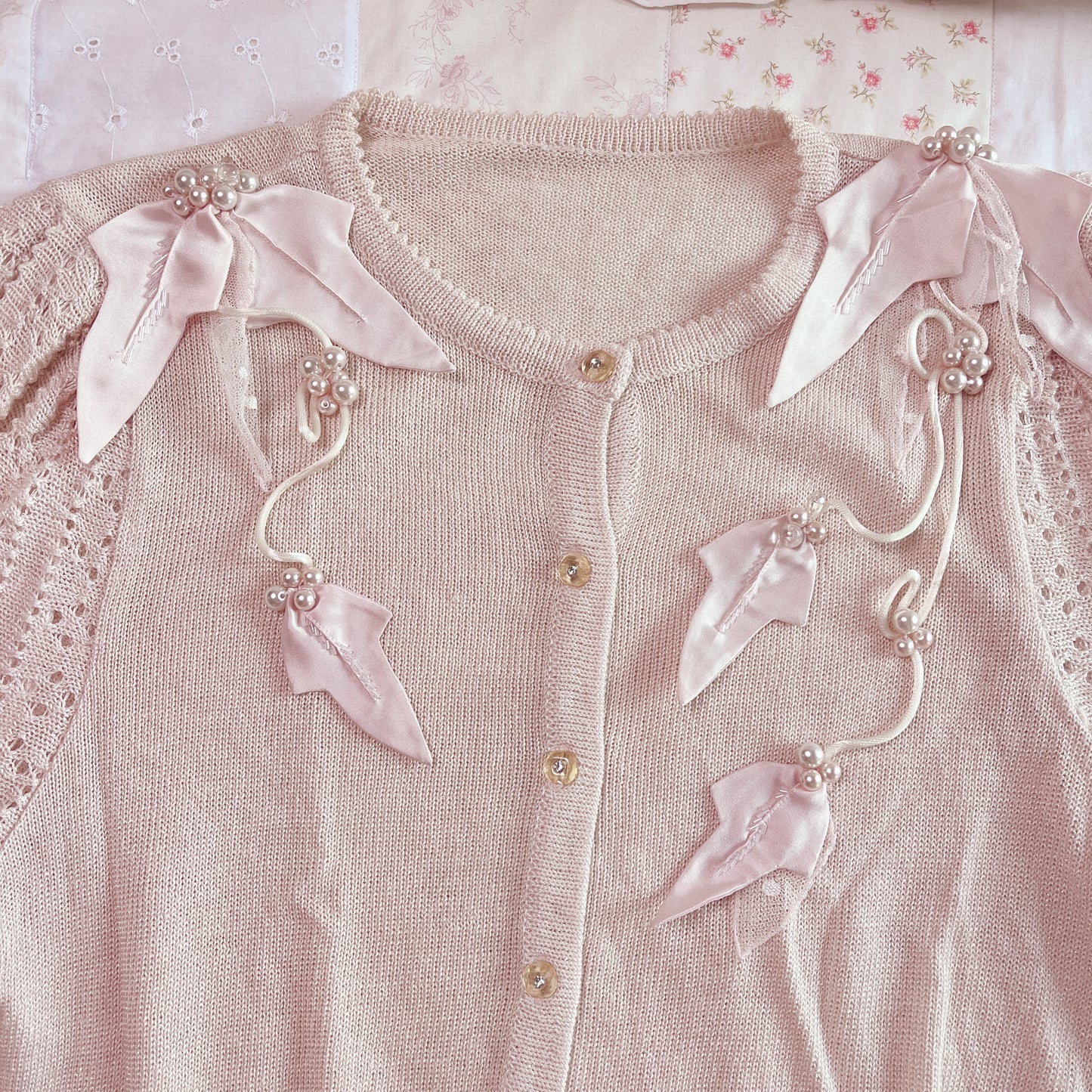 pink bauble knit cardigan