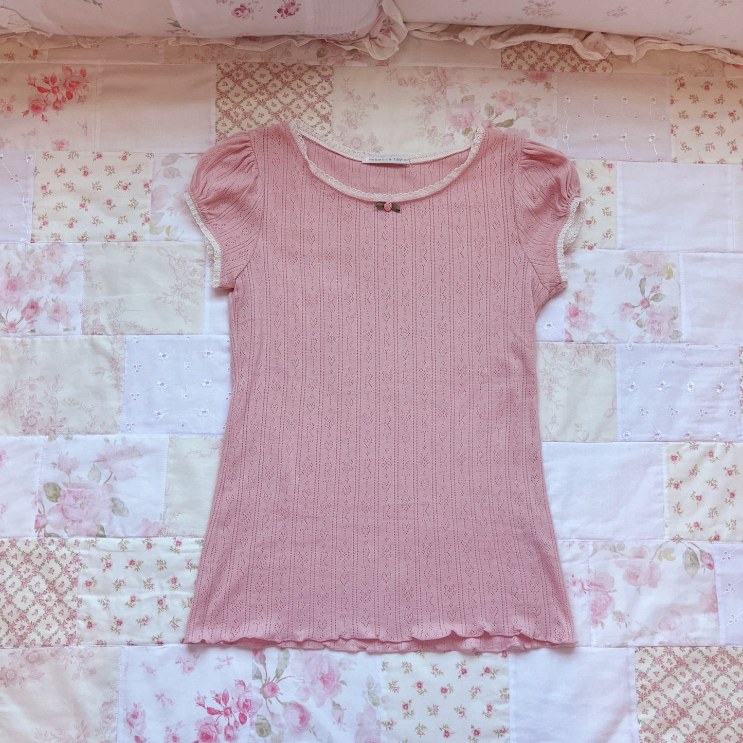 pink pointelle knit