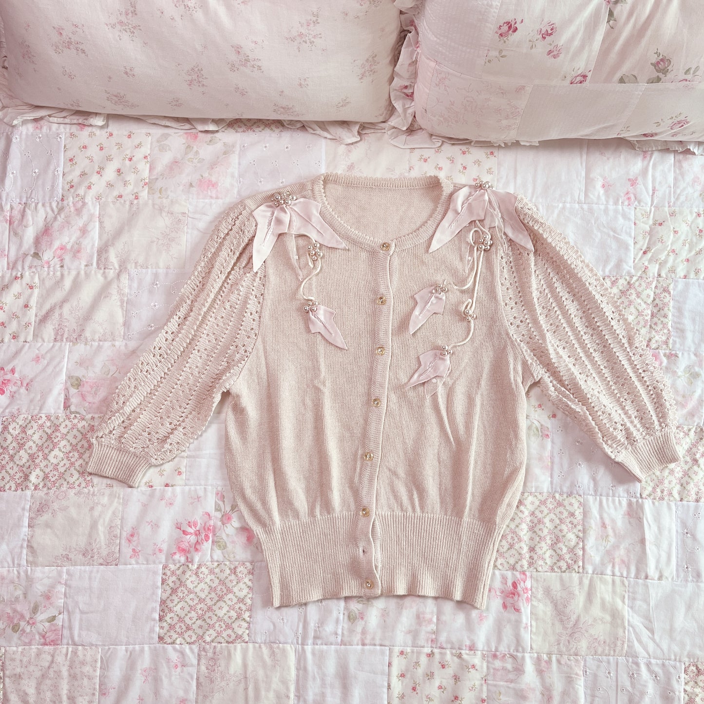 pink bauble knit cardigan