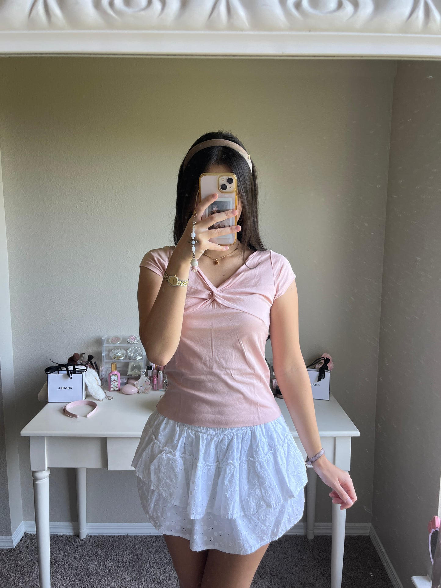 mauve vneck top