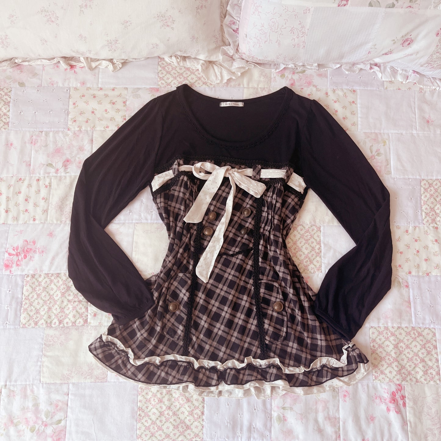 axes deep plum plaid blouse