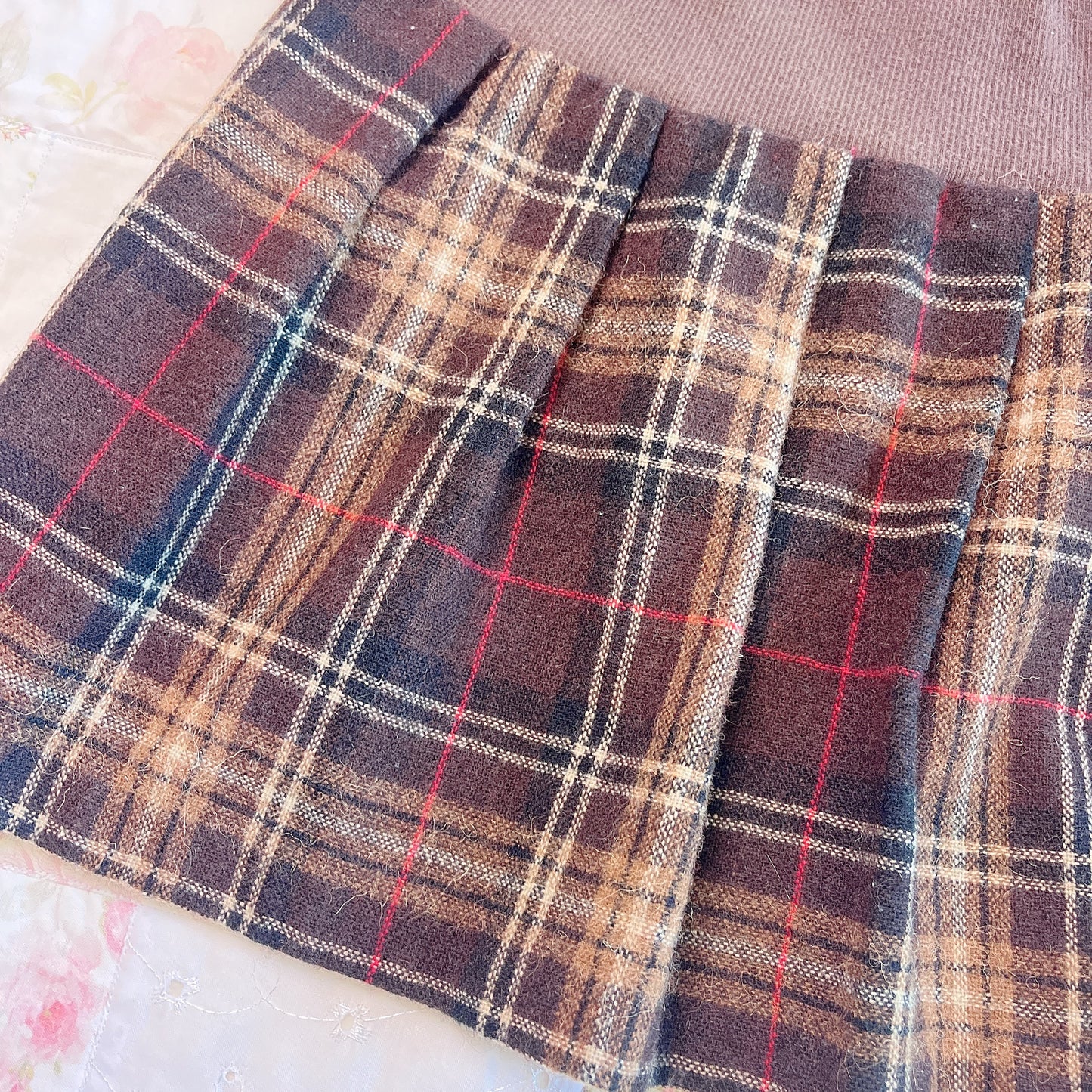 brown plaid soft skirt