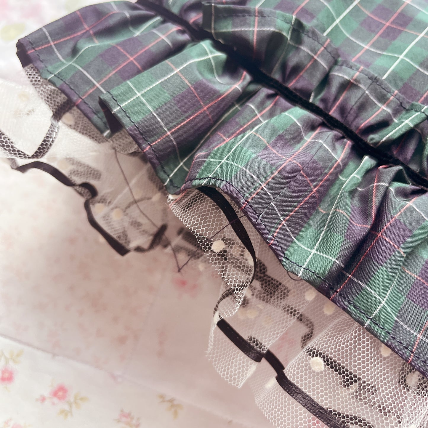 milk green tartan jsk