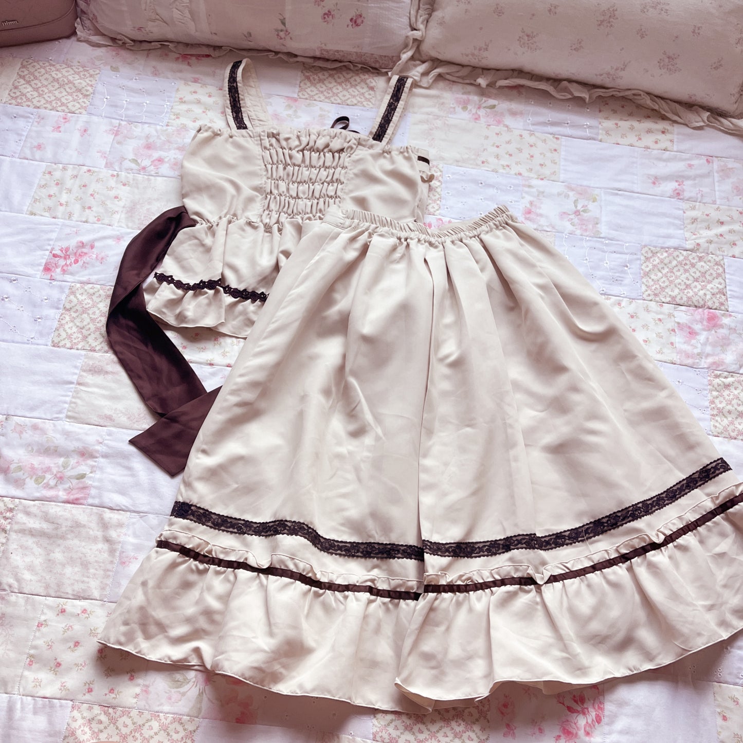 beige renaissance two piece set
