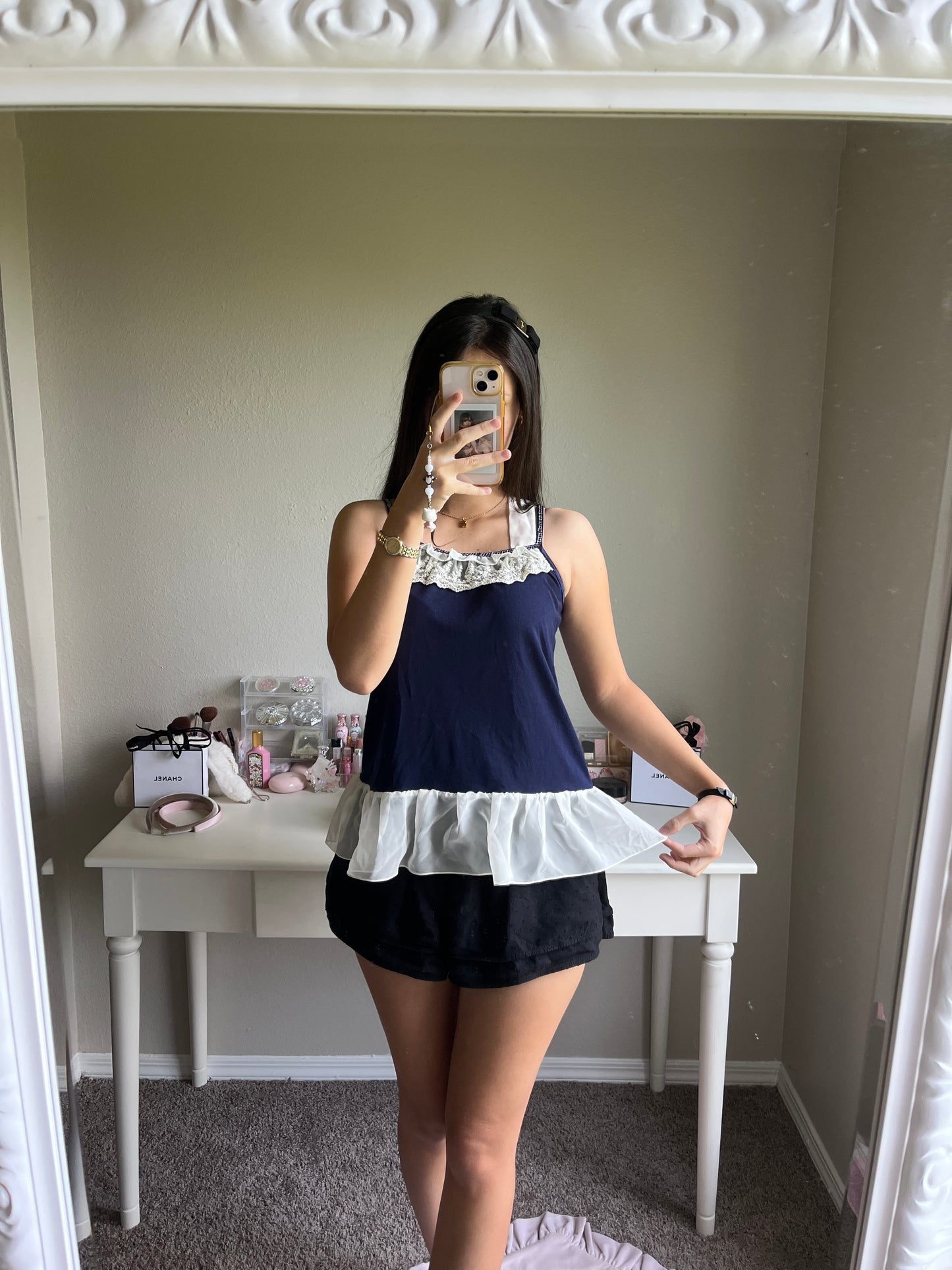 navy halter camisole
