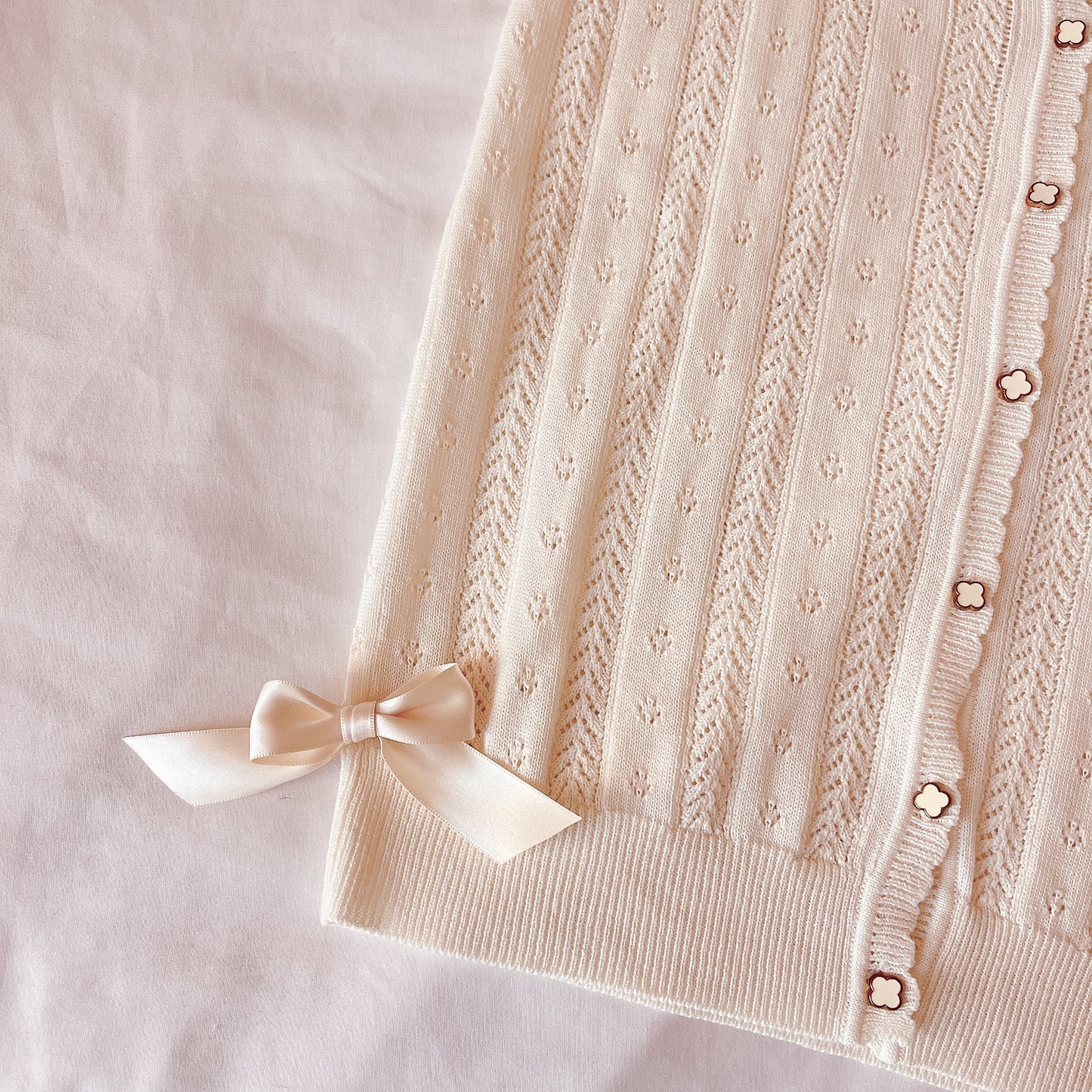 short sleeve pointelle cardigan