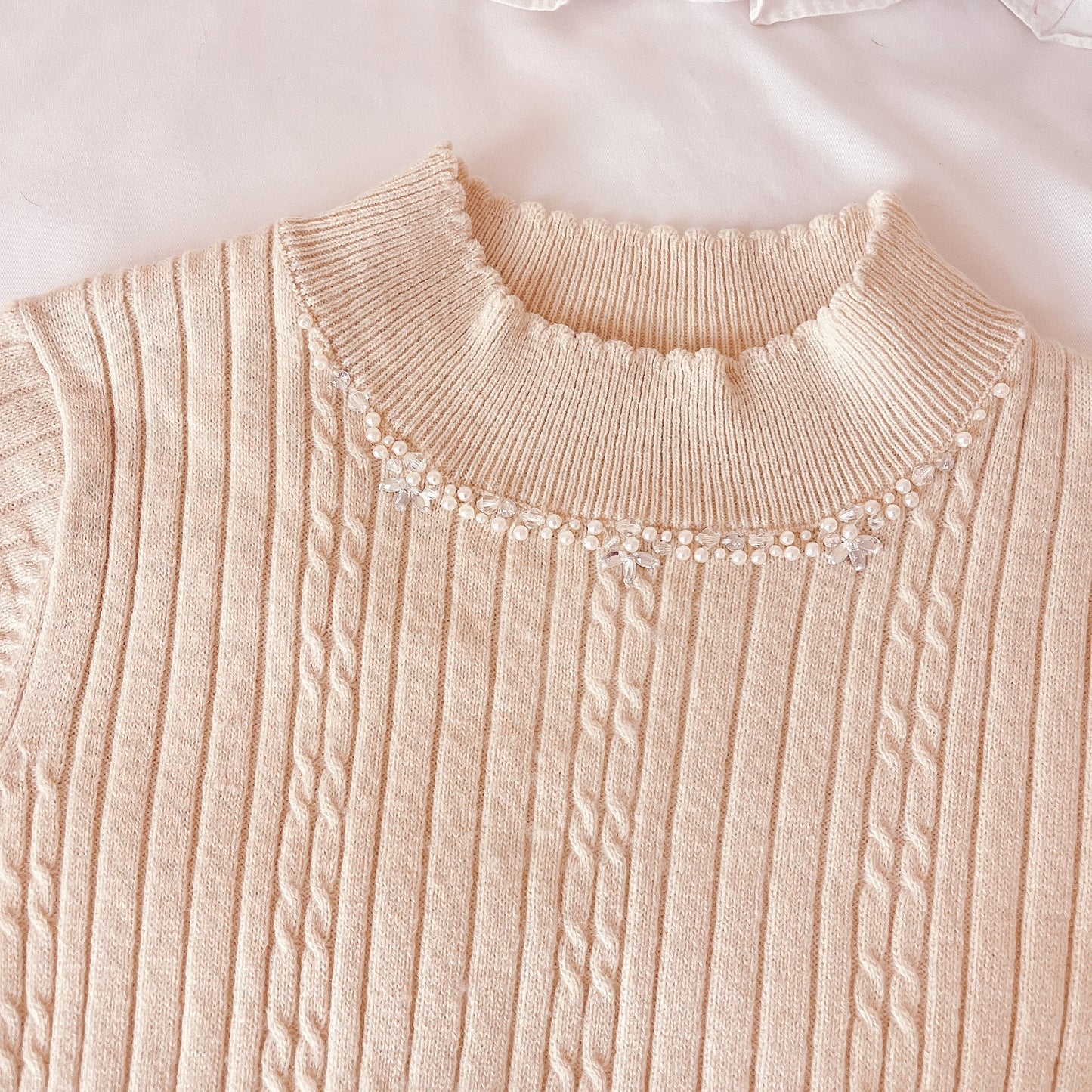 axes femme cream high knit top