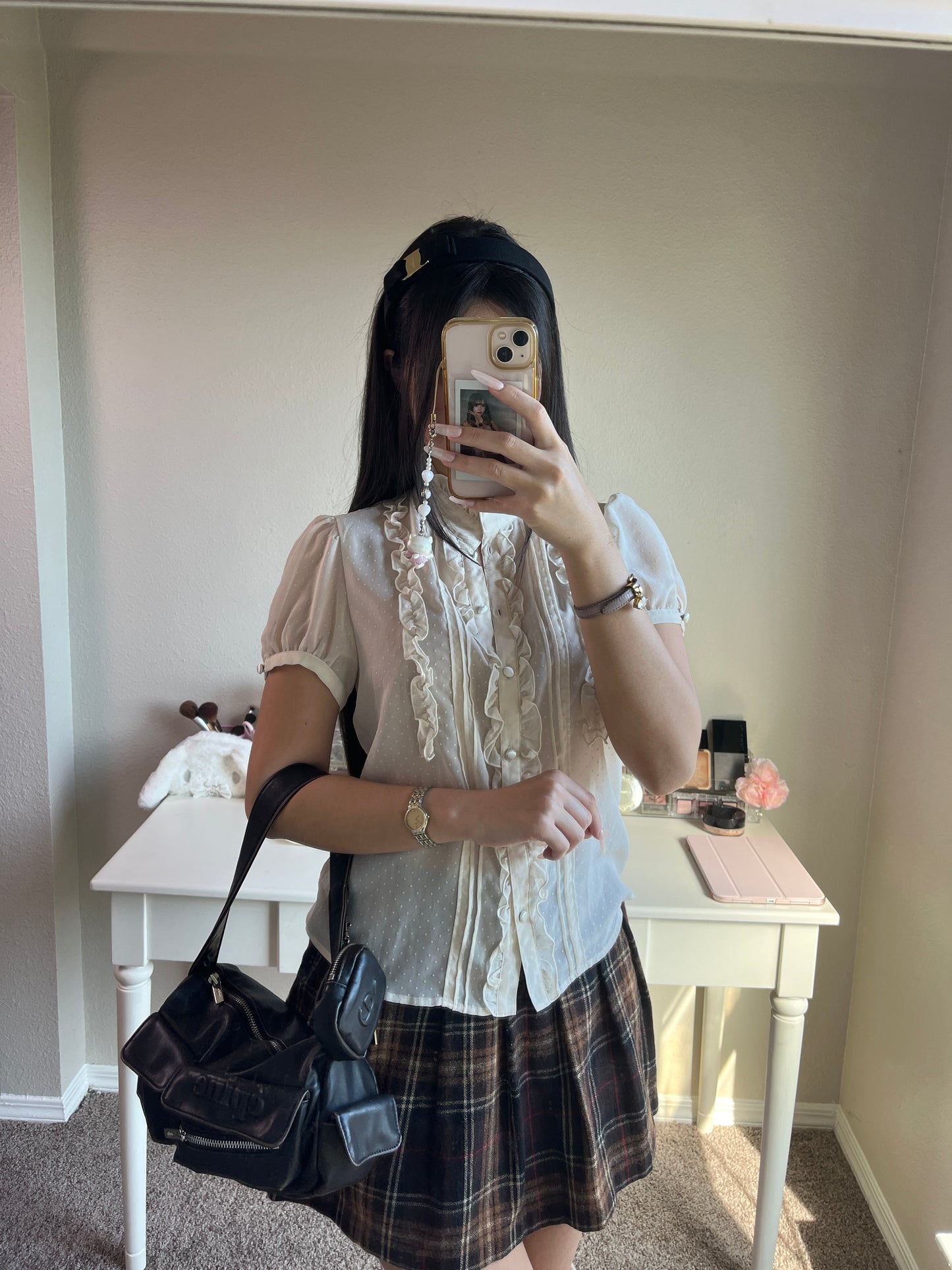 sheer beige victorian blouse