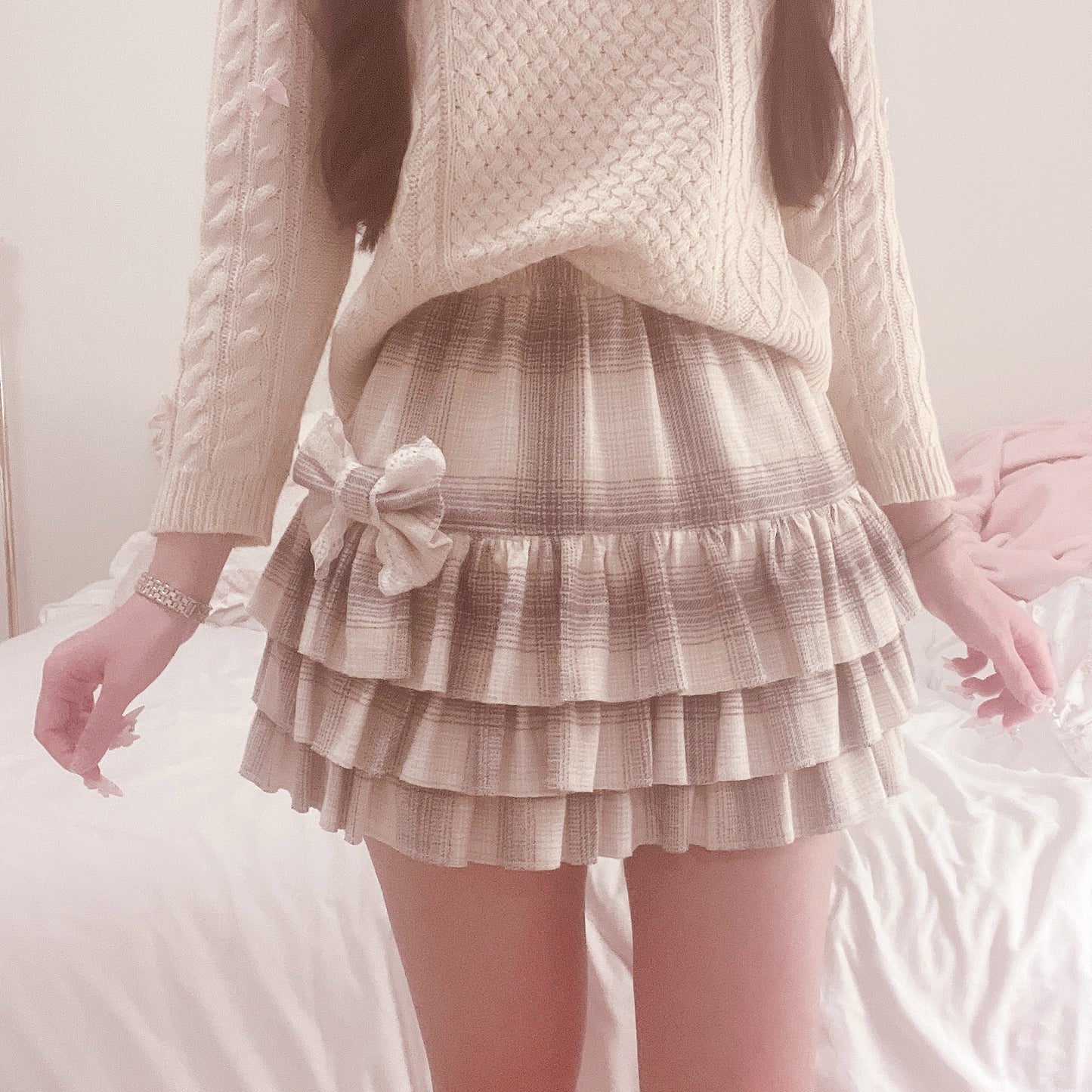 yamii sweet plaid skirt set