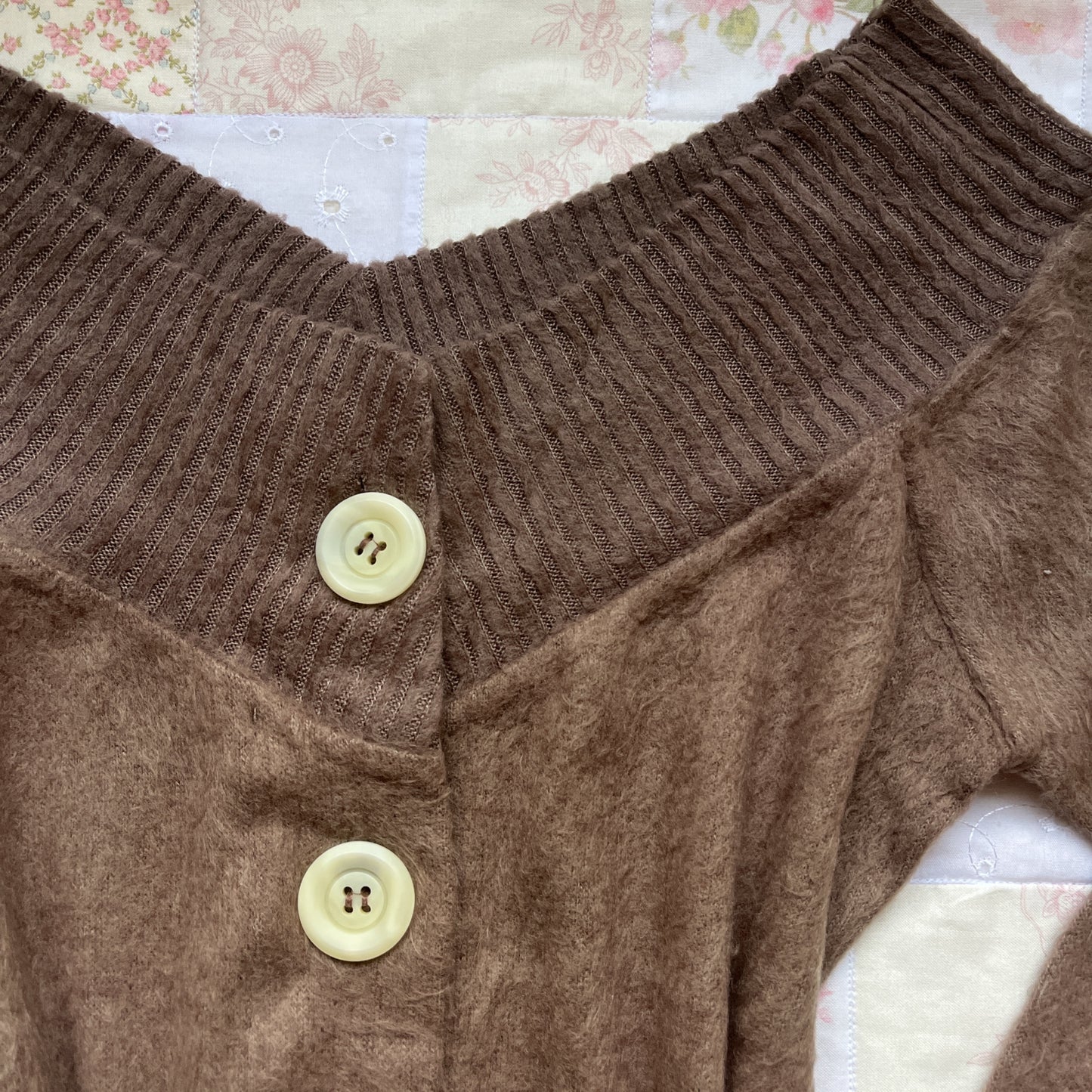 reversible brown button sweater