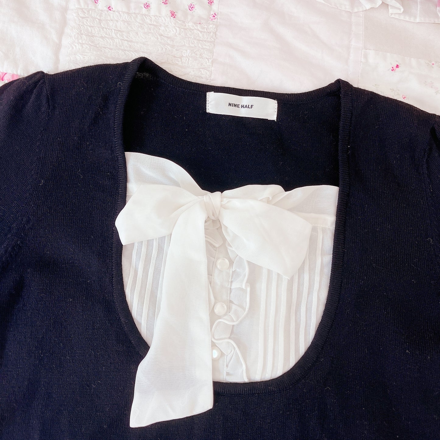 black long sleeve milkmaid blouse