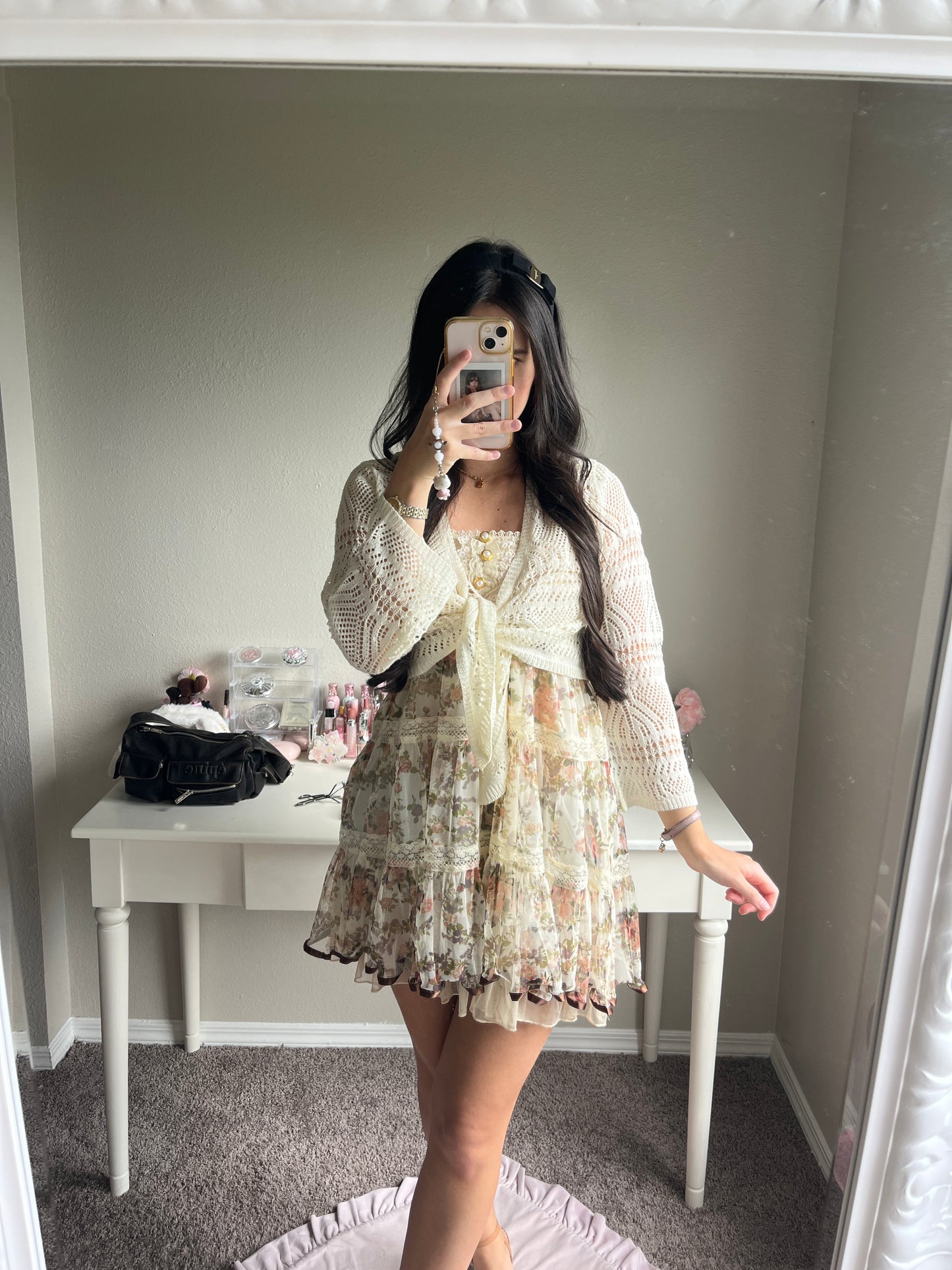cream front tie bolero