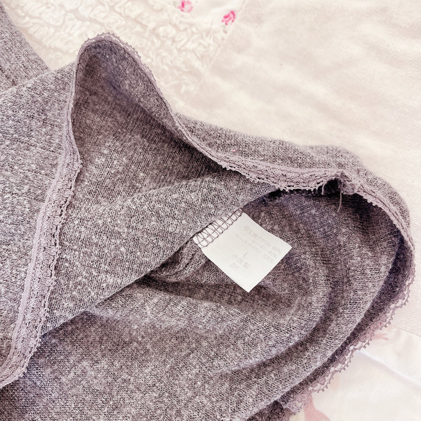 gray accent hem soft knit top