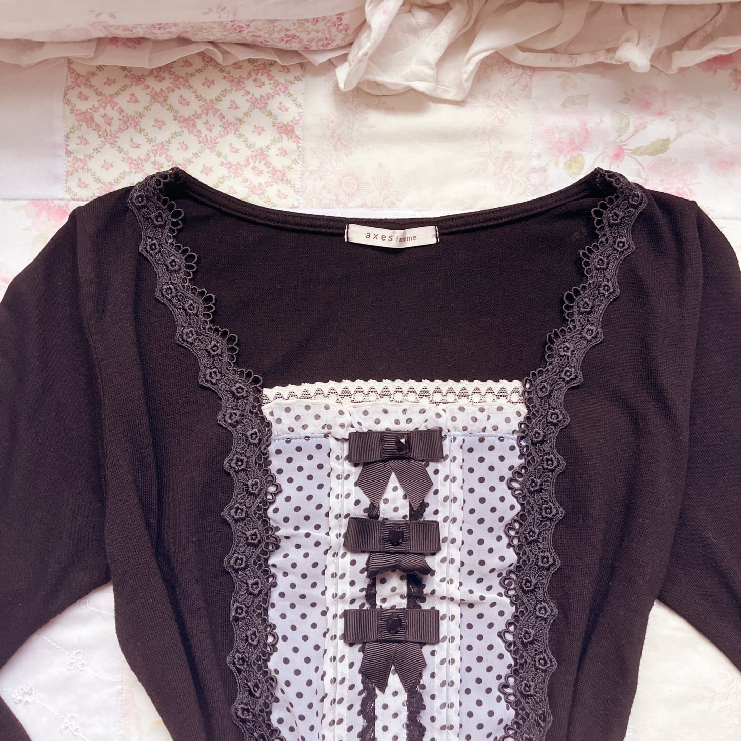 black polka dot layer top