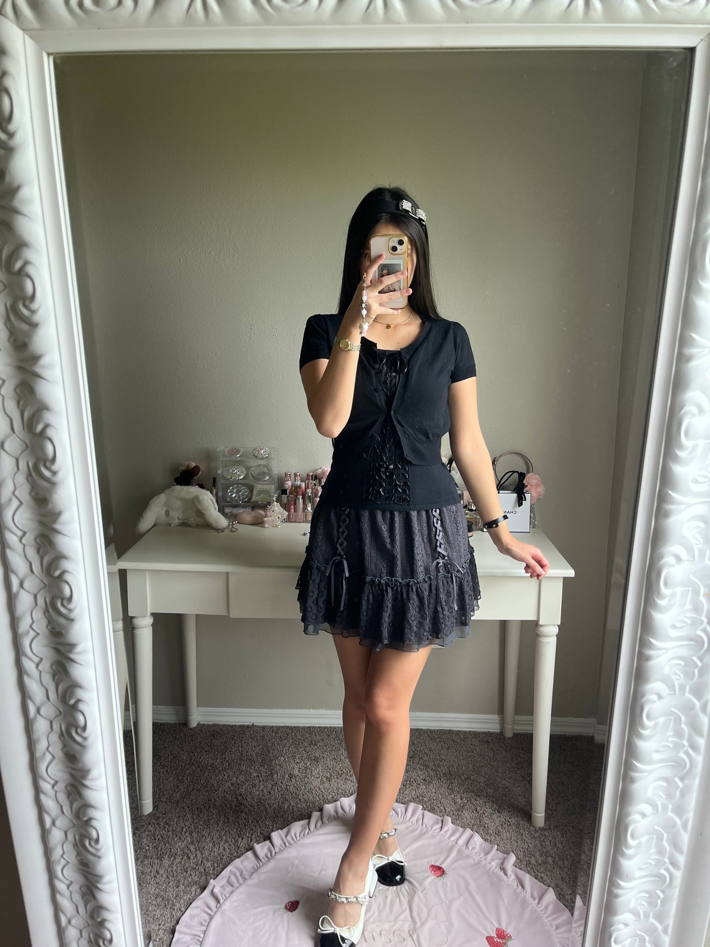 black cropped mini cardigan