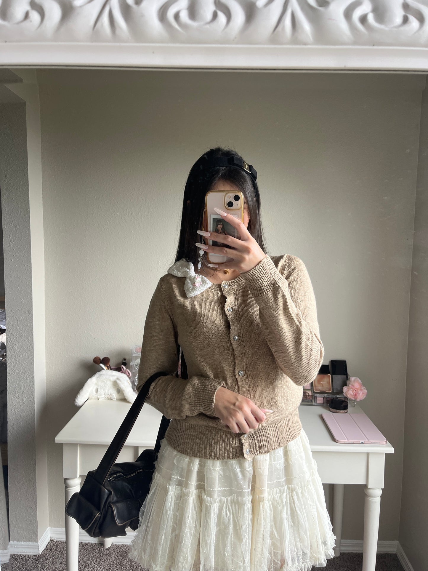 caramel ribbon cardigan