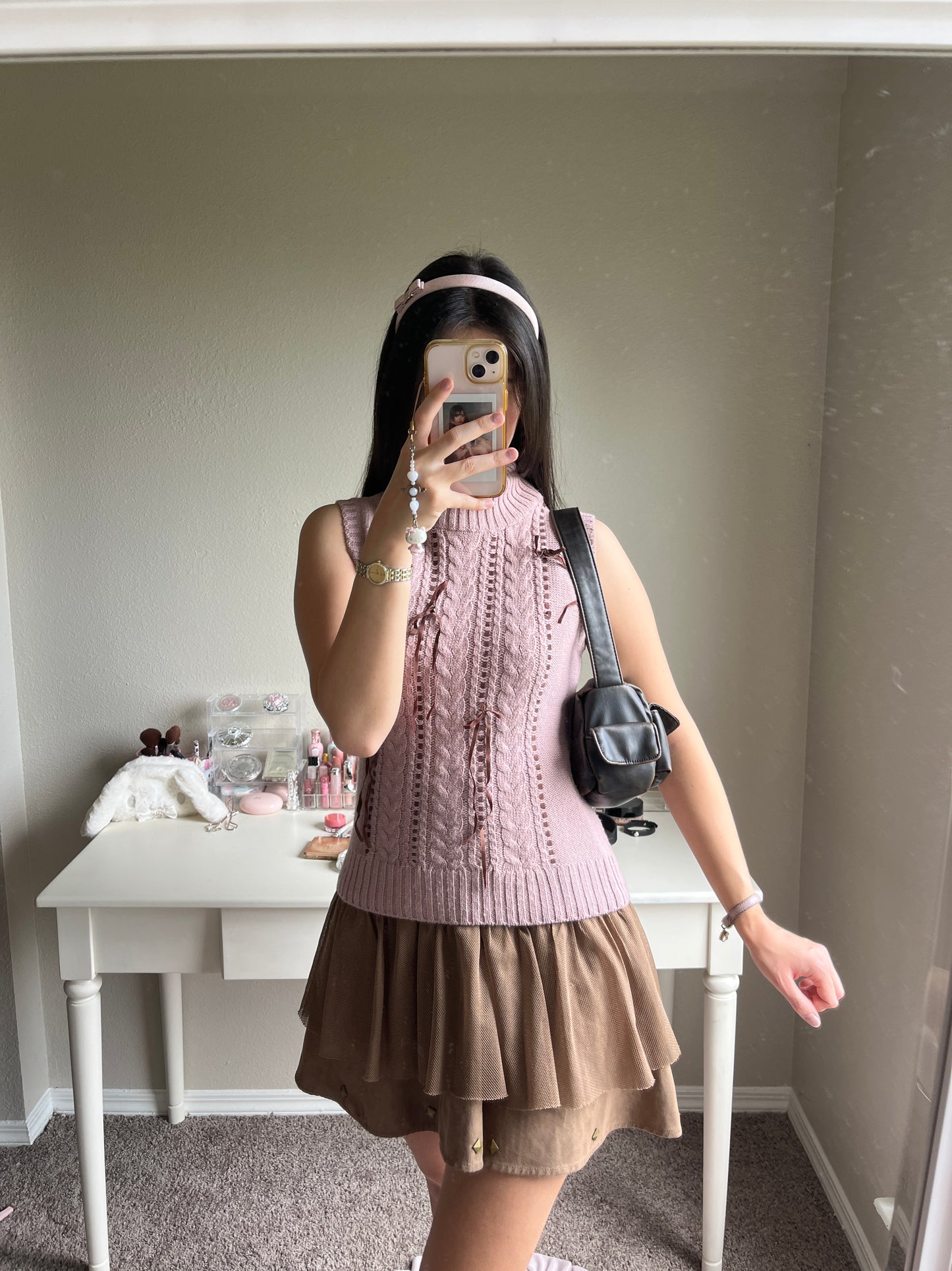 mauve sleeveless turtleneck