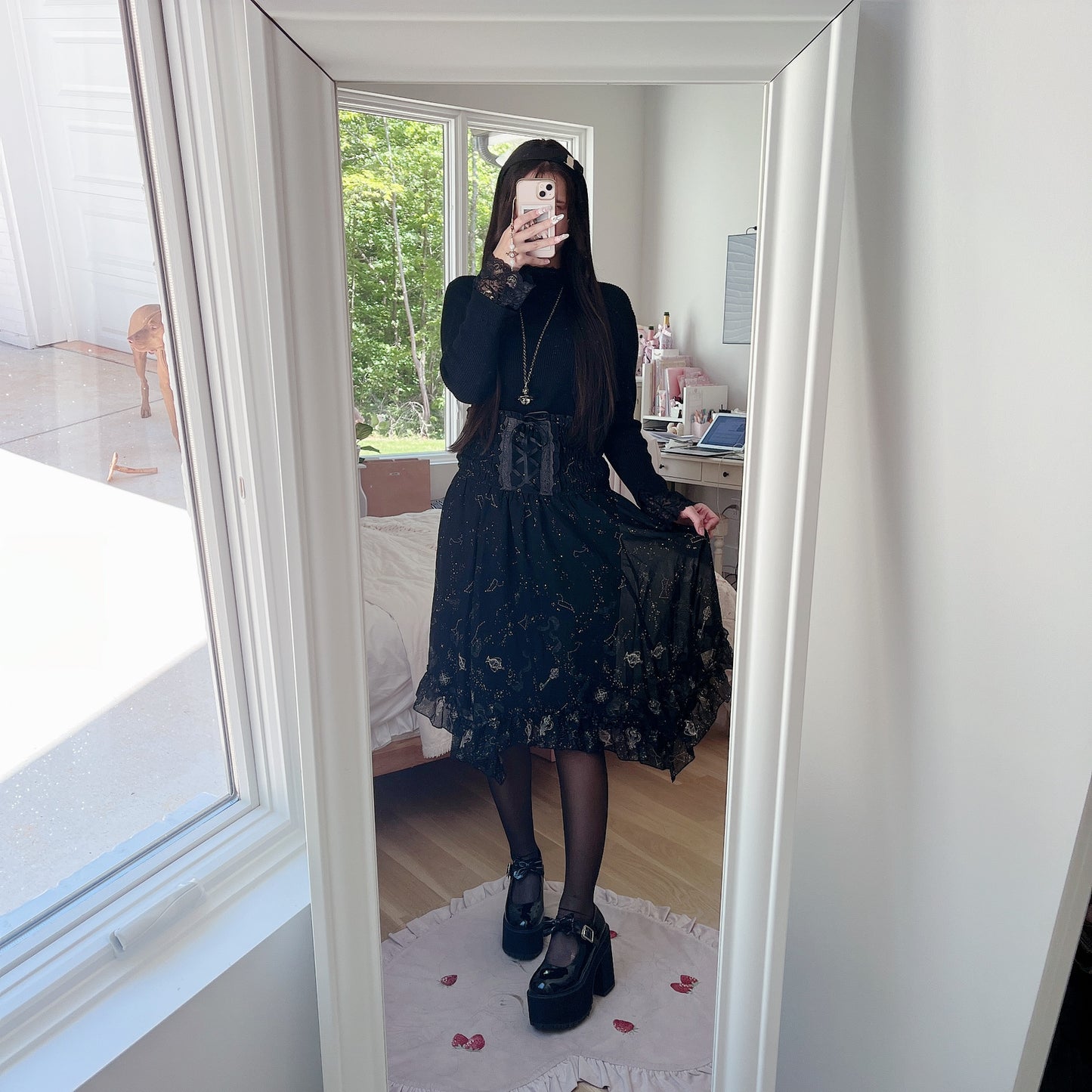 black constellation two-way skirt