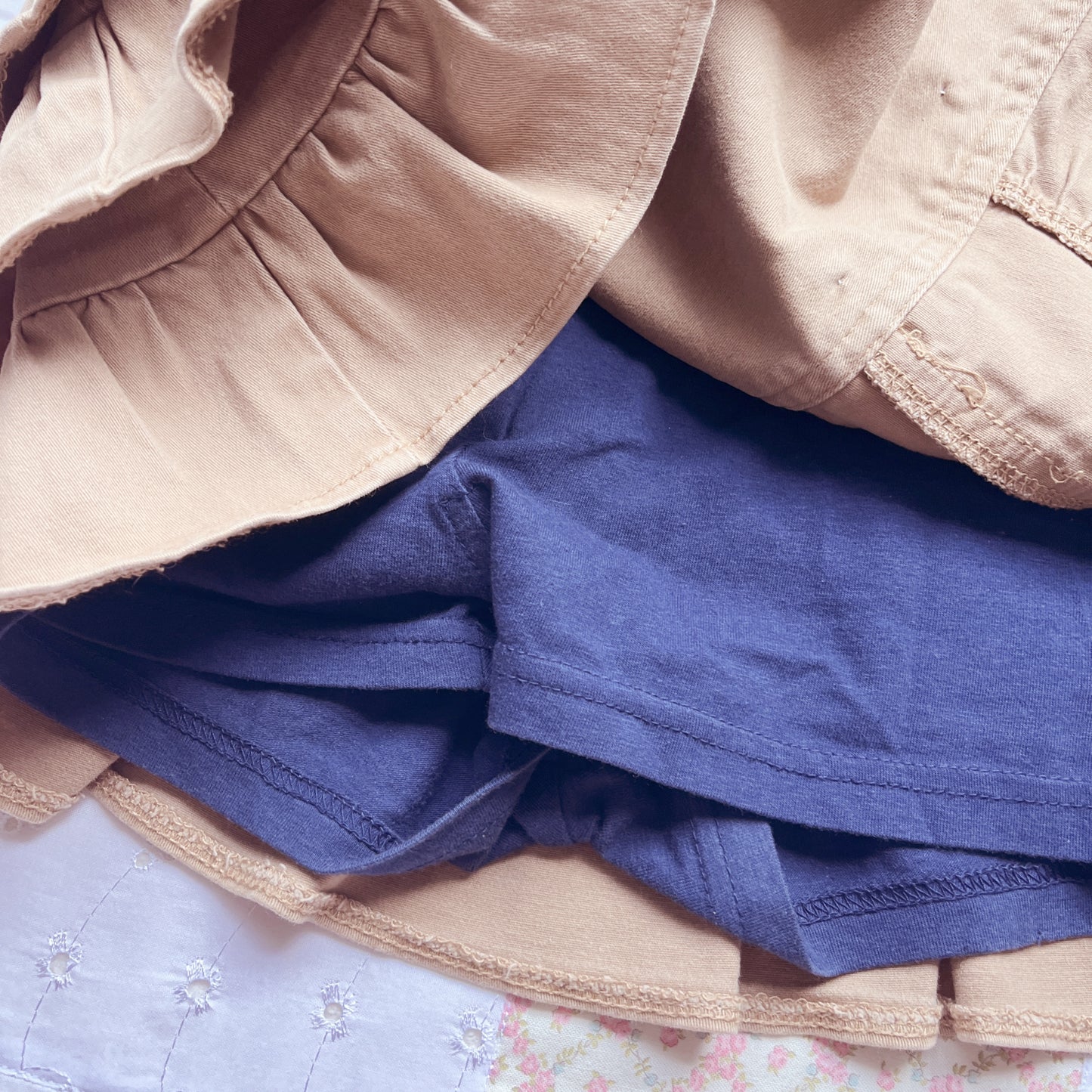 tan ruffle micro mini skirt