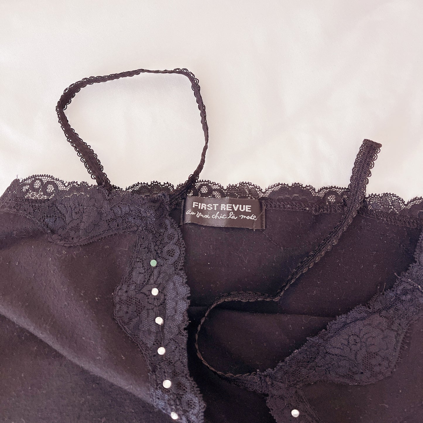 black lace trim mini parka & cami set