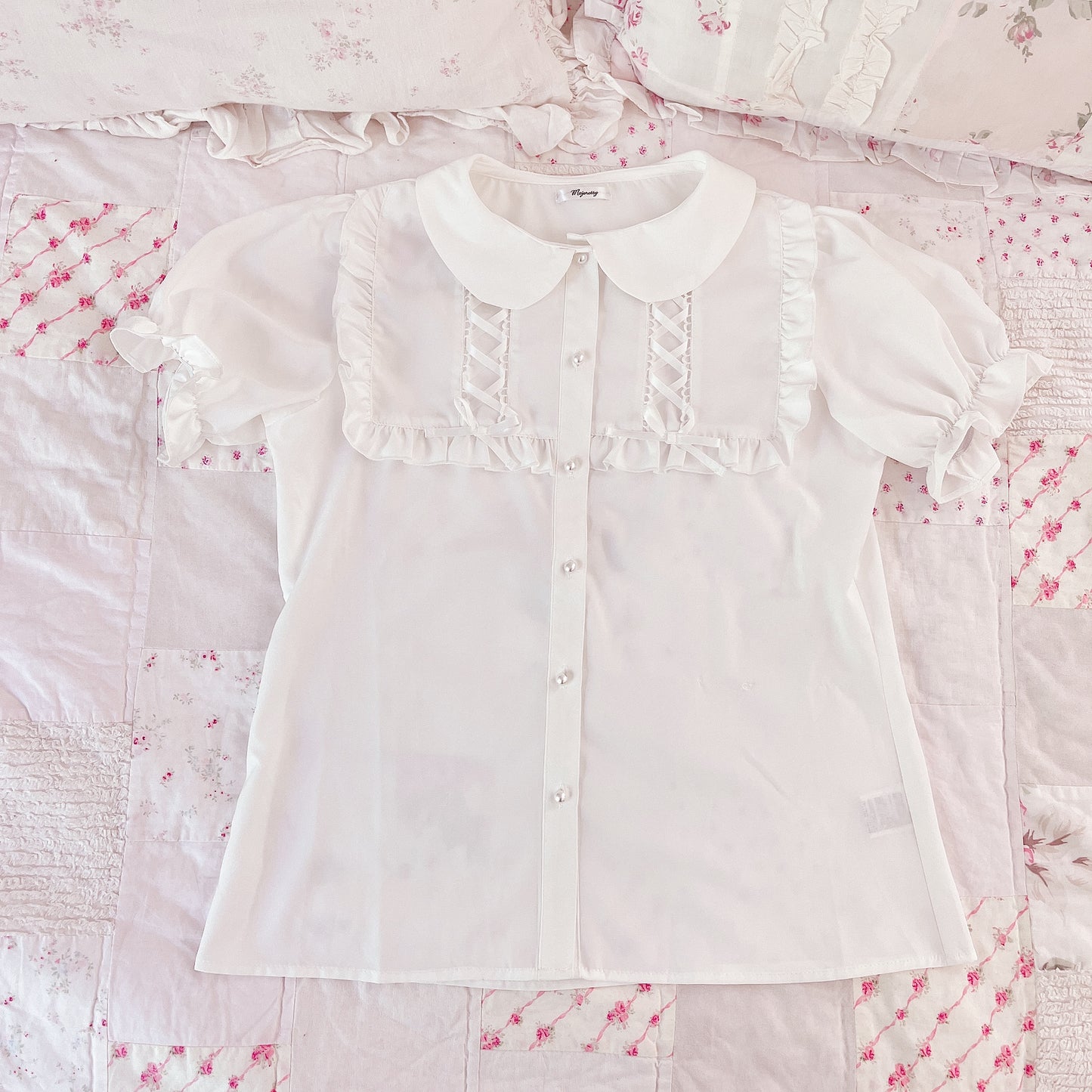 white babydoll collared blouse