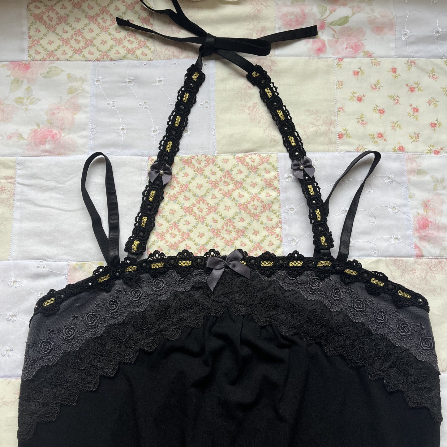 black gothic halter neck camisole