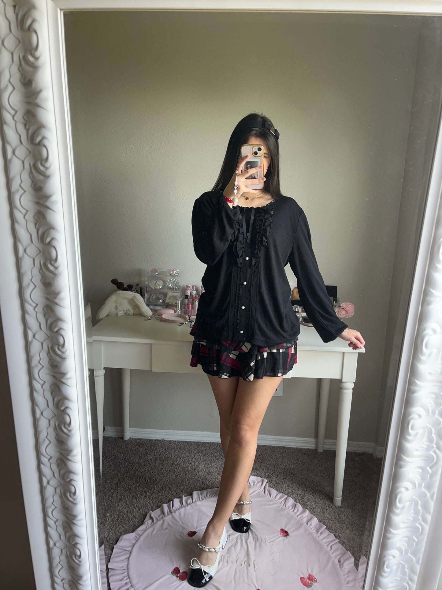 black button accent shoujo top (3L)