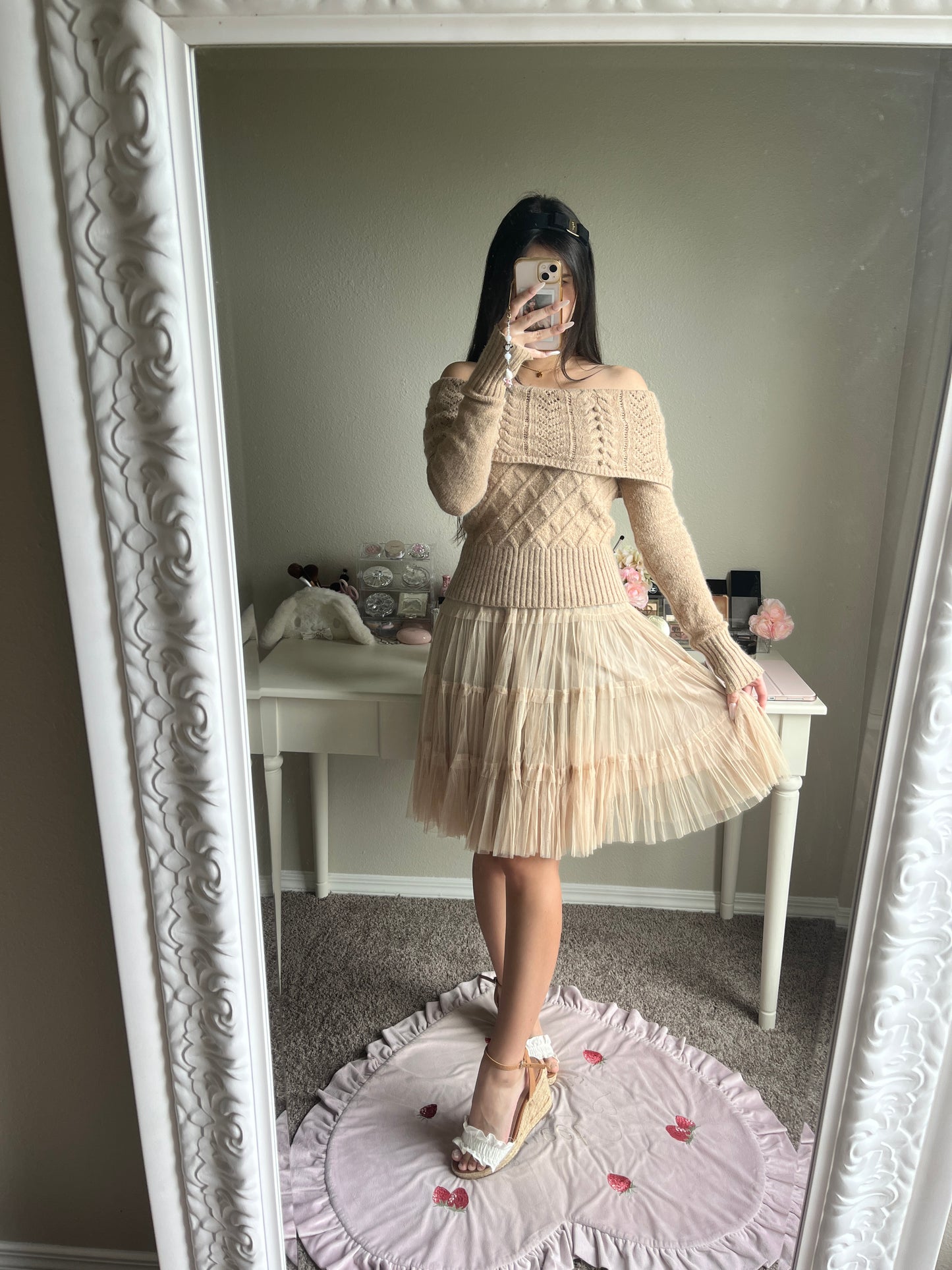 angora blend off-shoulder sweater