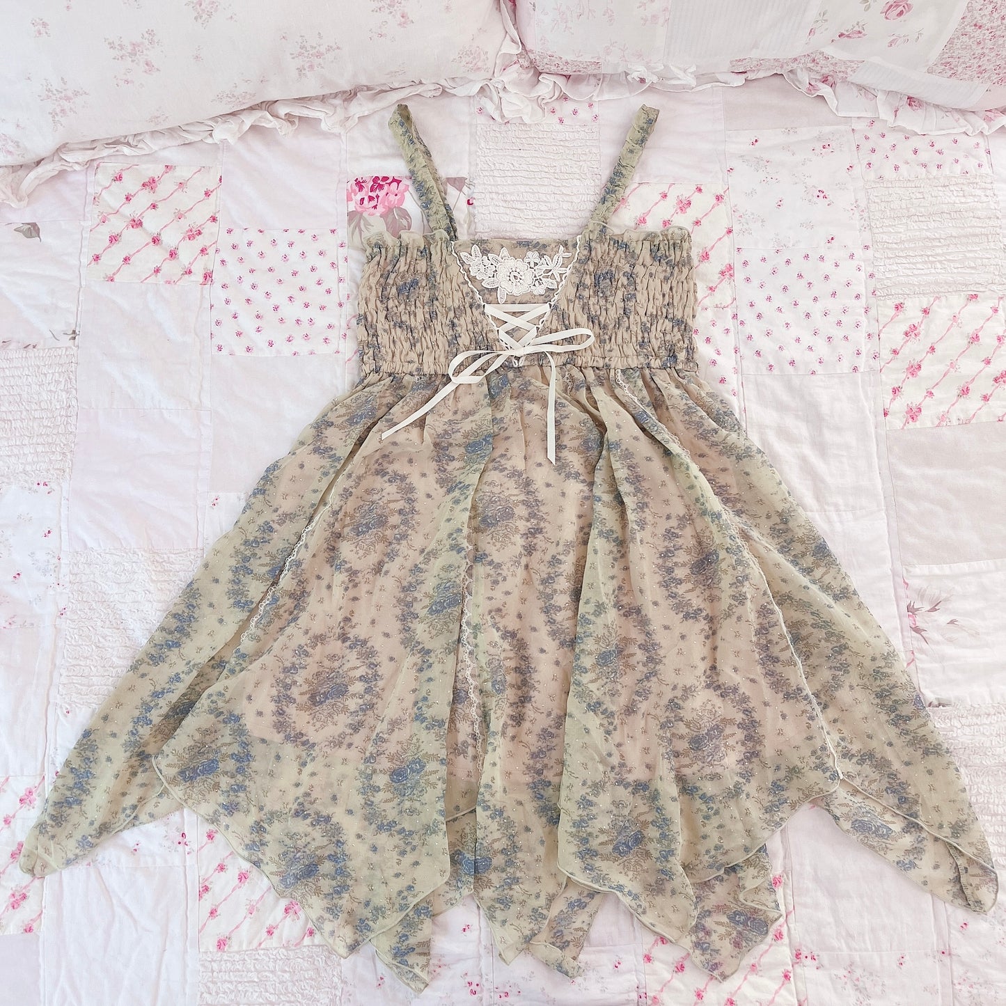 green and blue jellyfish mini dress