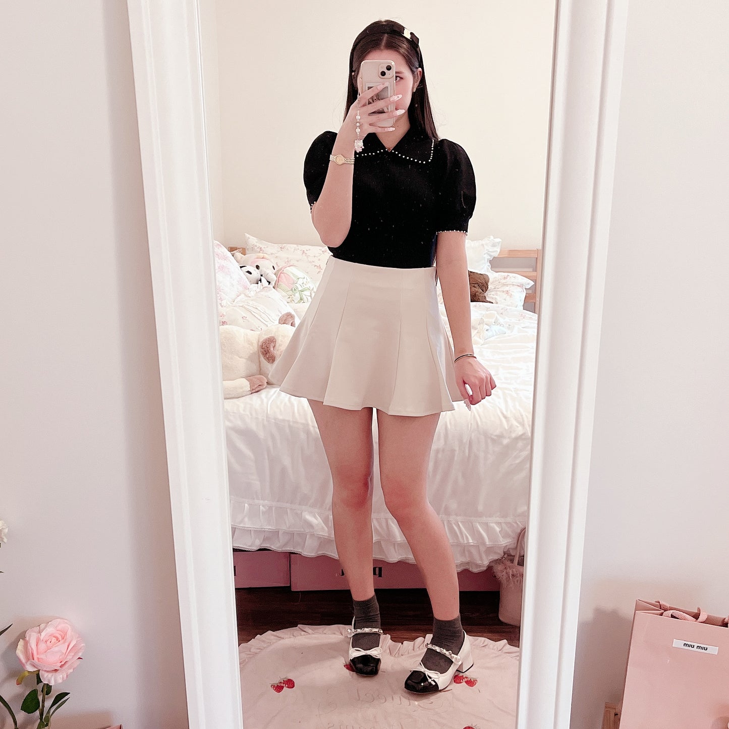 evelyn black polo style knit