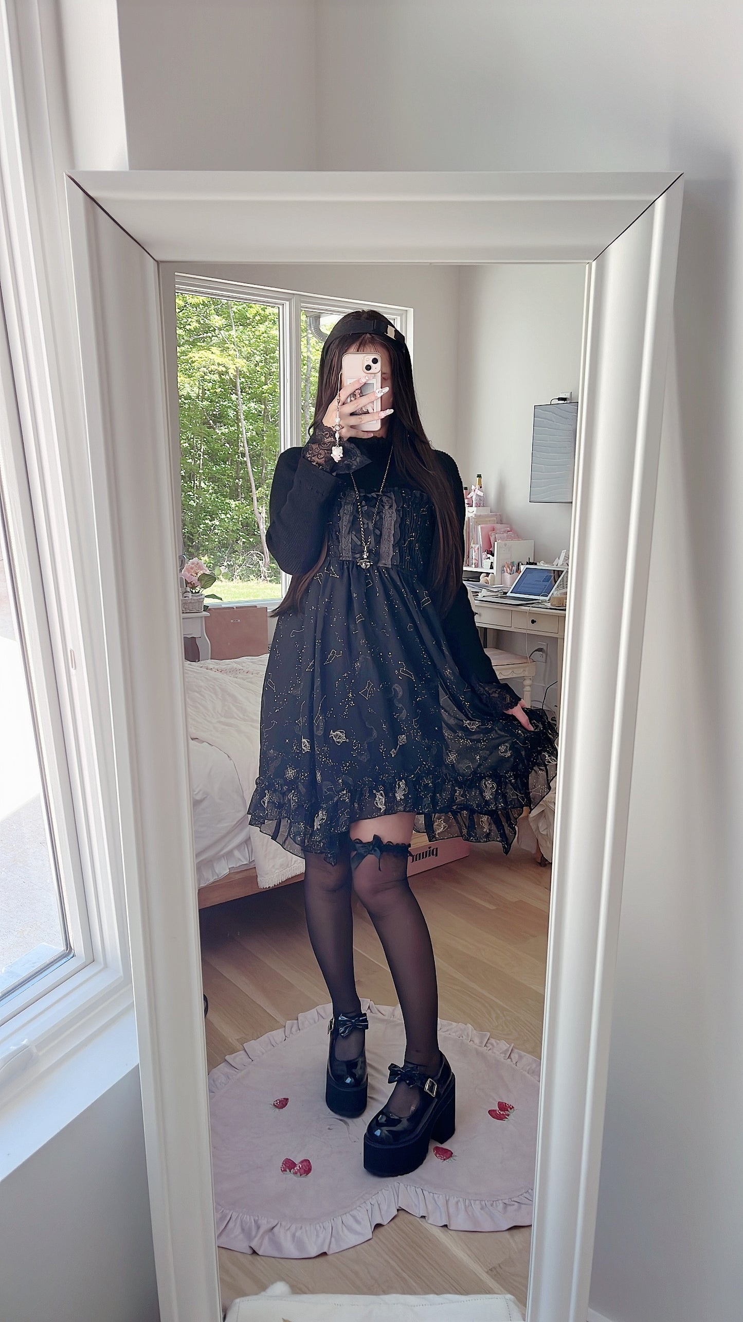 black constellation two-way skirt