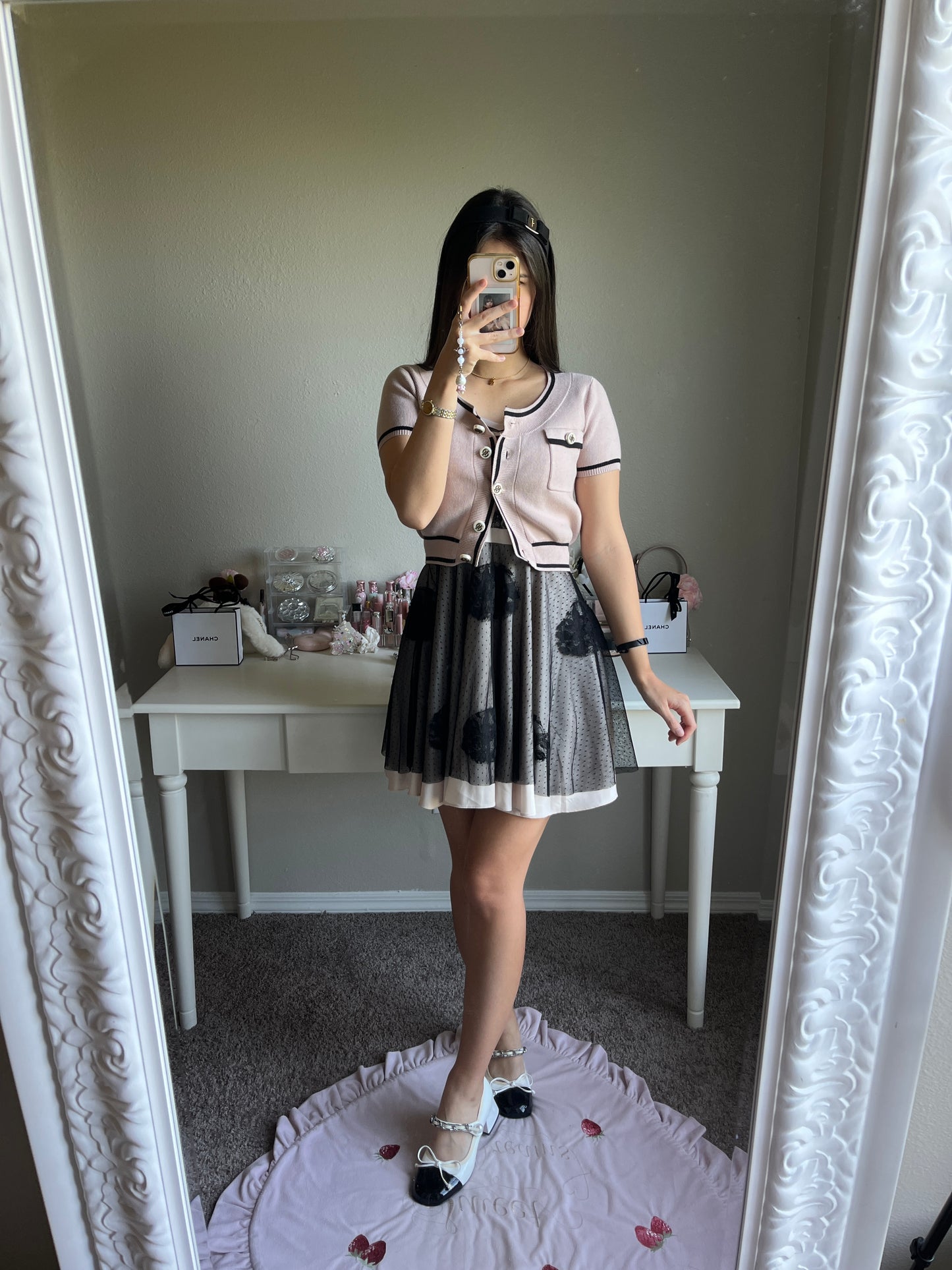 cropped mauve cardigan