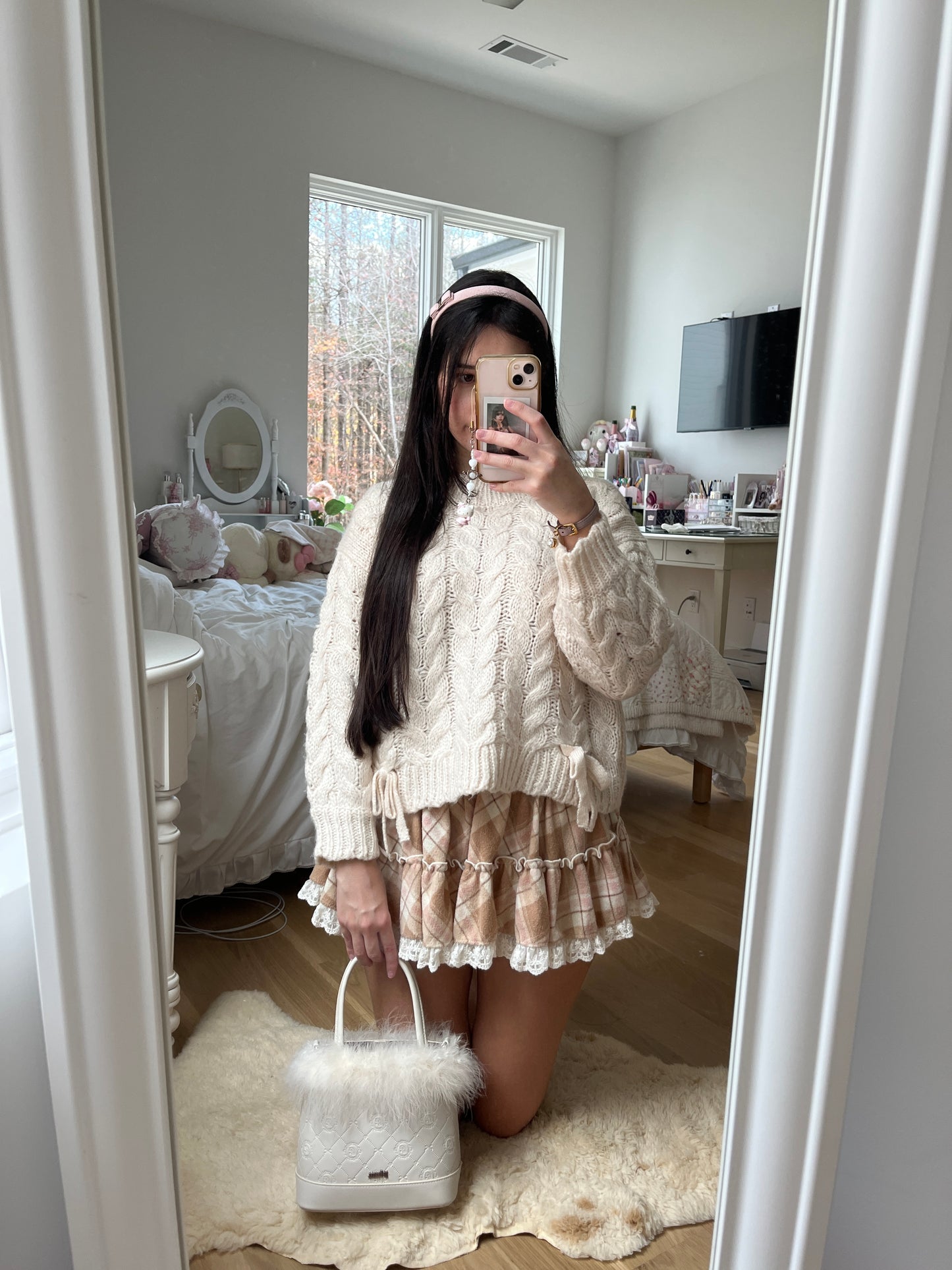 feroux cream cable knit sweater