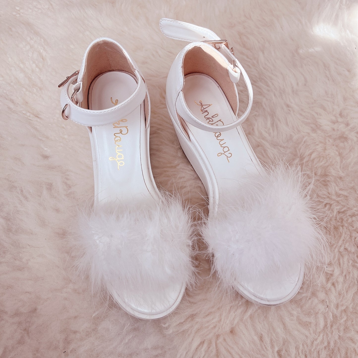 ank rouge fluffy white platforms