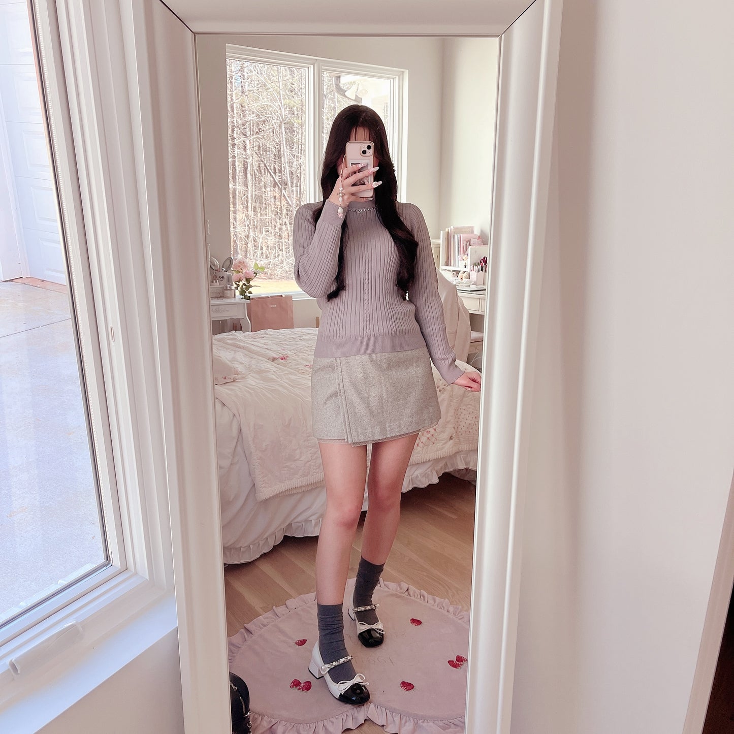 axes femme blue gray high neck knit
